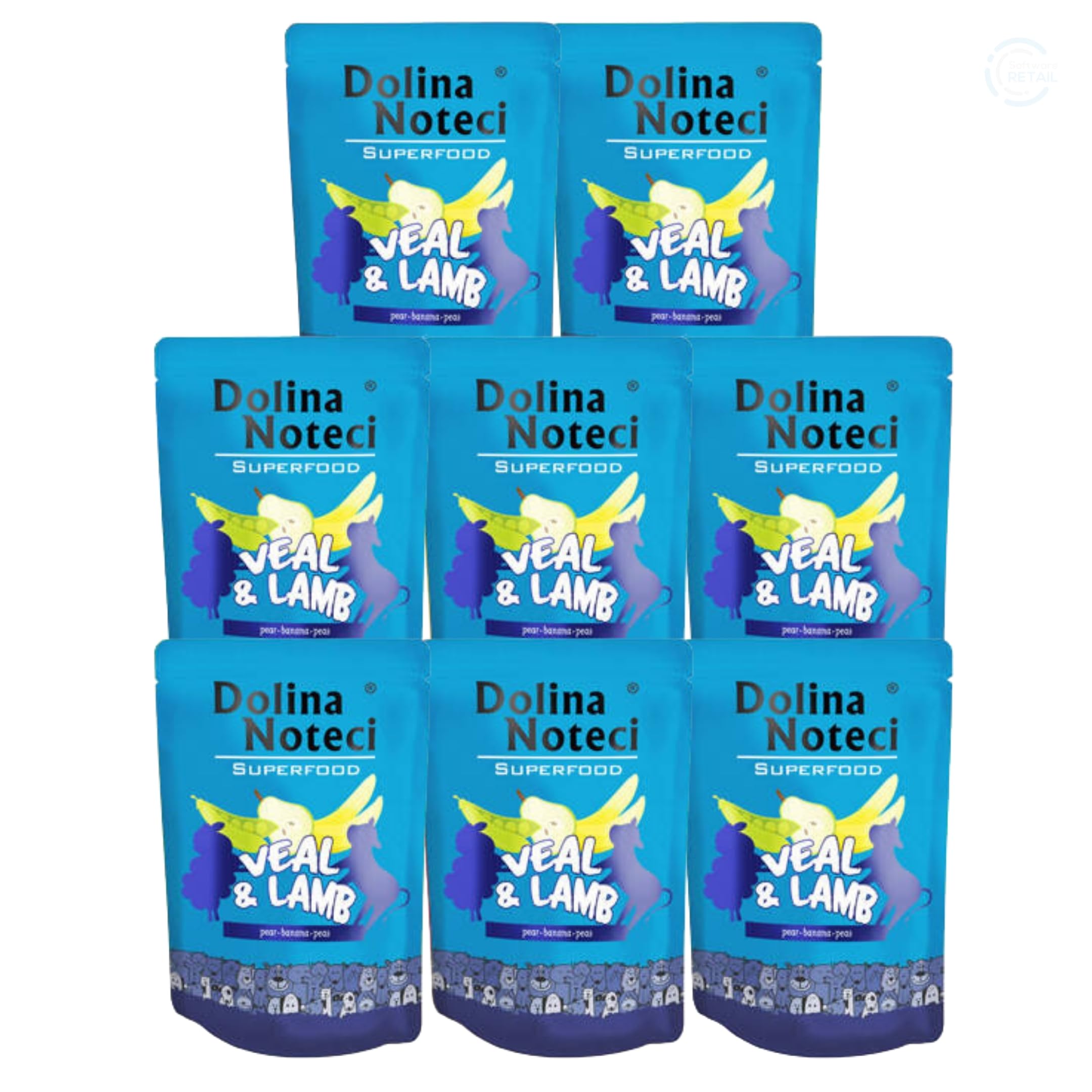 Dolina Noteci Premium SUPERFOOD Grain-Free Wet Dog Food for All Breeds – Natural Recipes, Tailored Nutrition, Unique Meats & Functional Supplements, No Additives (Veal & Lamb, 8x300g)