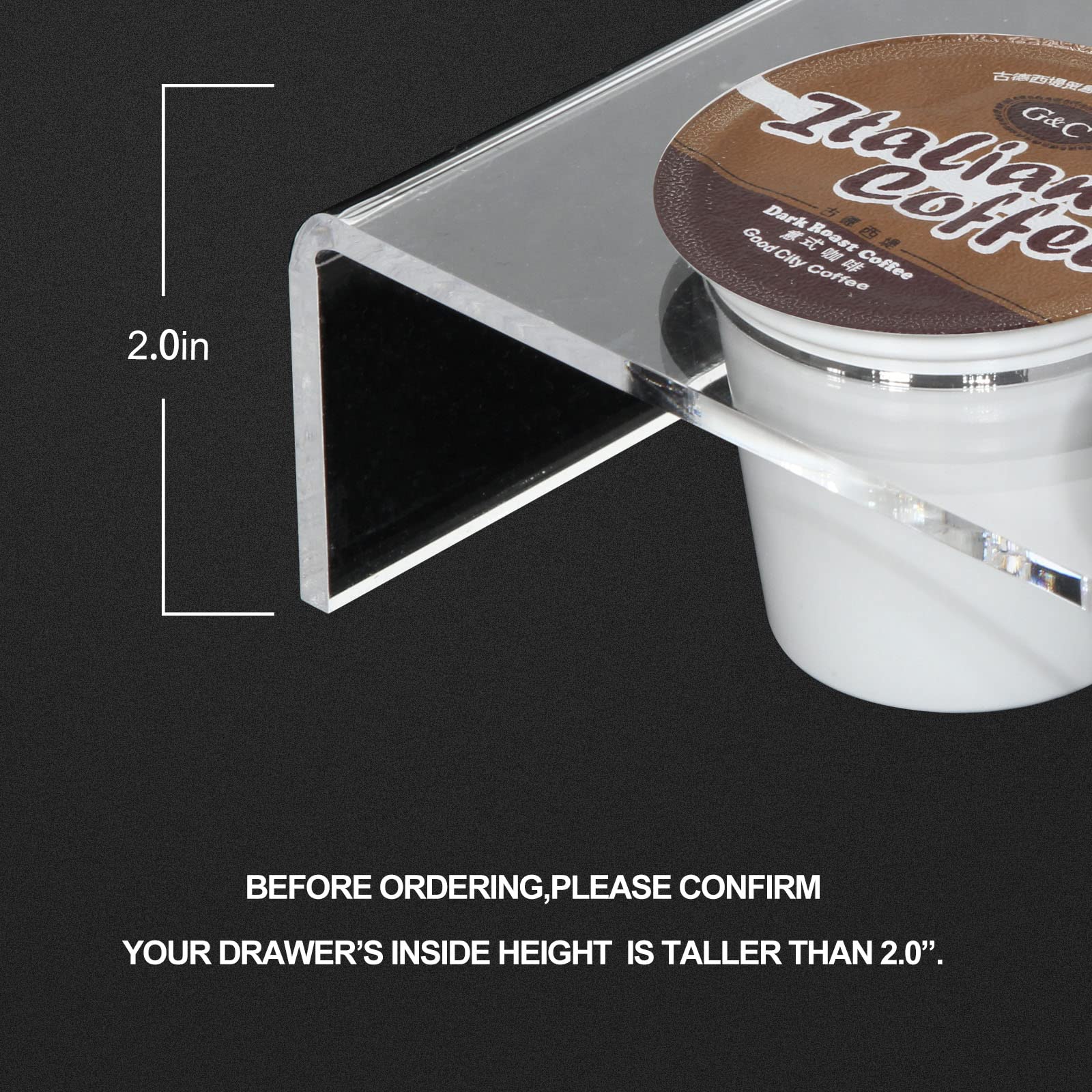 K Cup - Porta cialde per 24 cialde, trasparente Arcylic K Cup organizer per cassetti o ripiani in ufficio e cucina