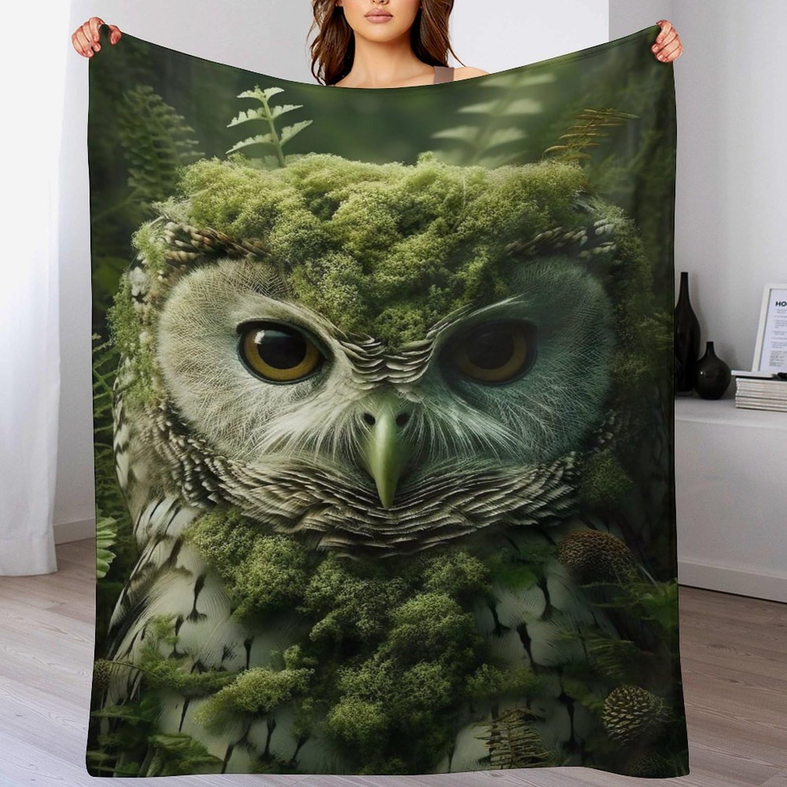 Couverture chaude flannel motif hibou pour réchauffer les cœurs