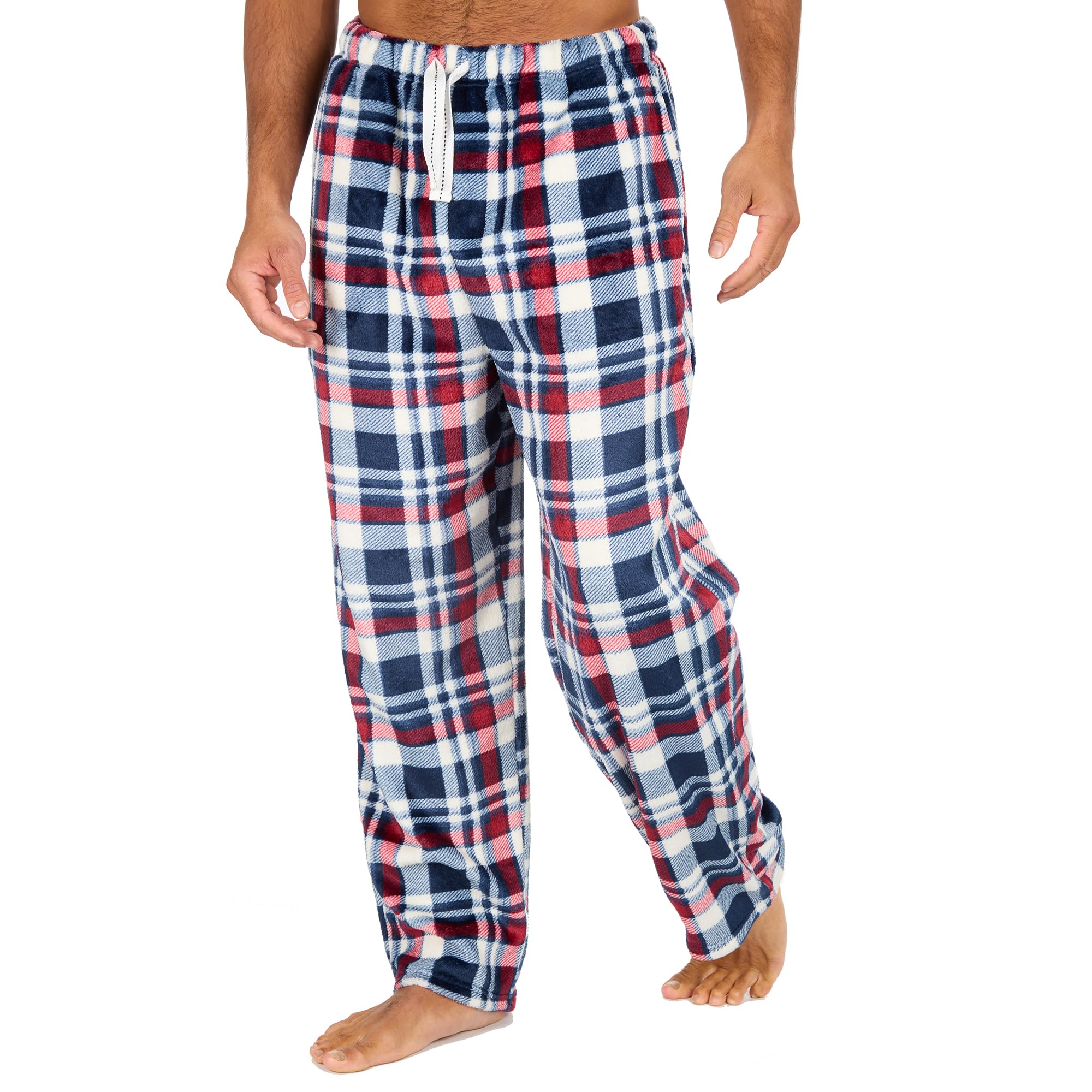 Insignia Men's Burgandy Fleece Check Pyjamas Lounge Pants Bottoms (, Xxl)