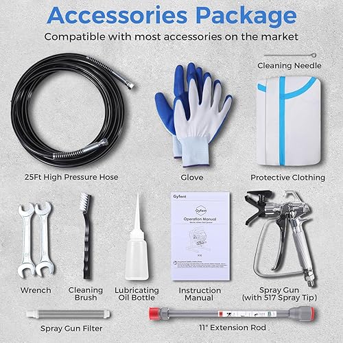 Miniatura 3 de X10 Airless Paint Sprayer, 0.31GPM Paint Sprayer for Home Interior 700W 2900psi Airless Sprayer with Low Overspray Adjustable Pressure for House