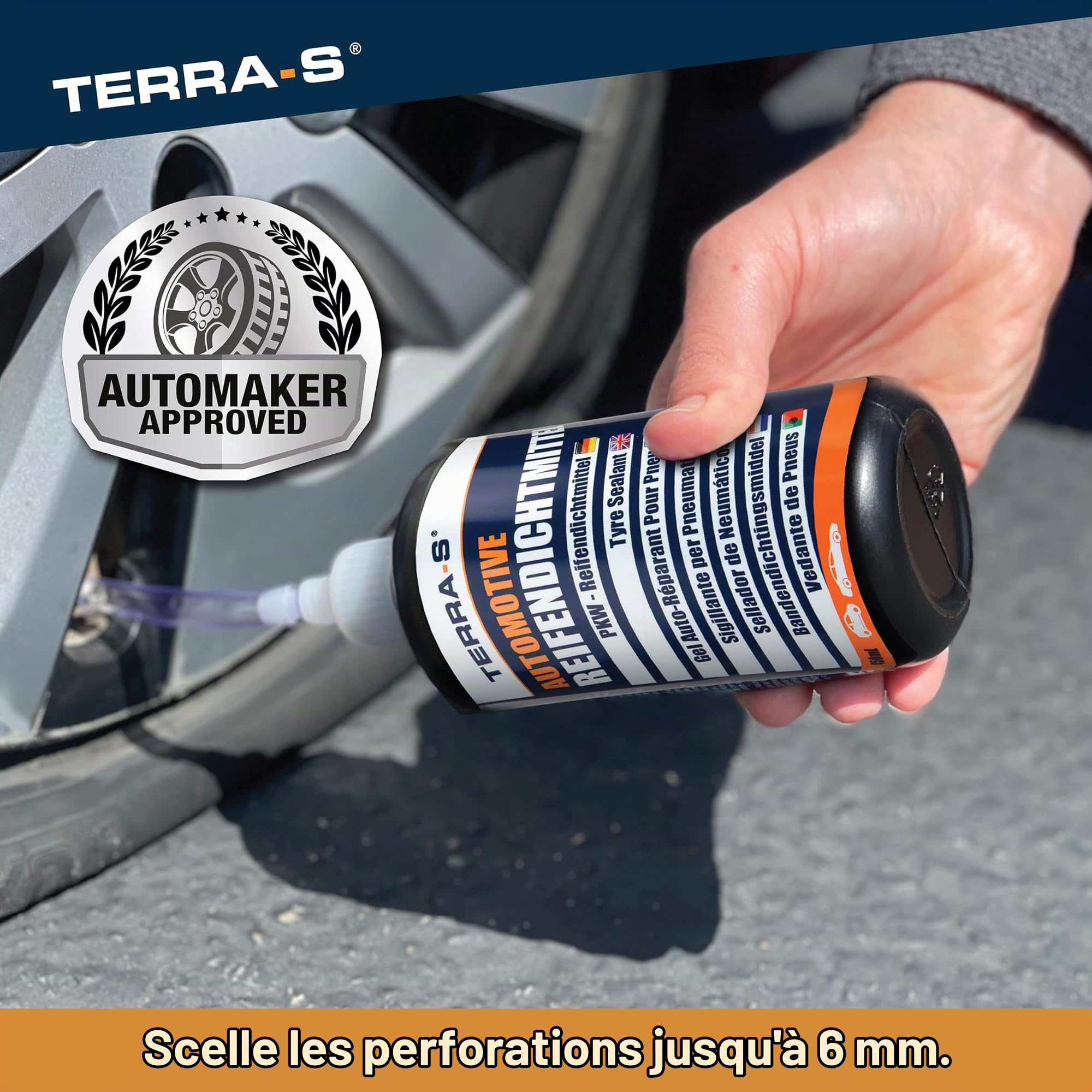 TERRA S T56000 T56000 Kit de réparation de pneu mobile d'urgence avec mastic et pompe à pneu Convient pour voiture et autres véhicules 15 minutes