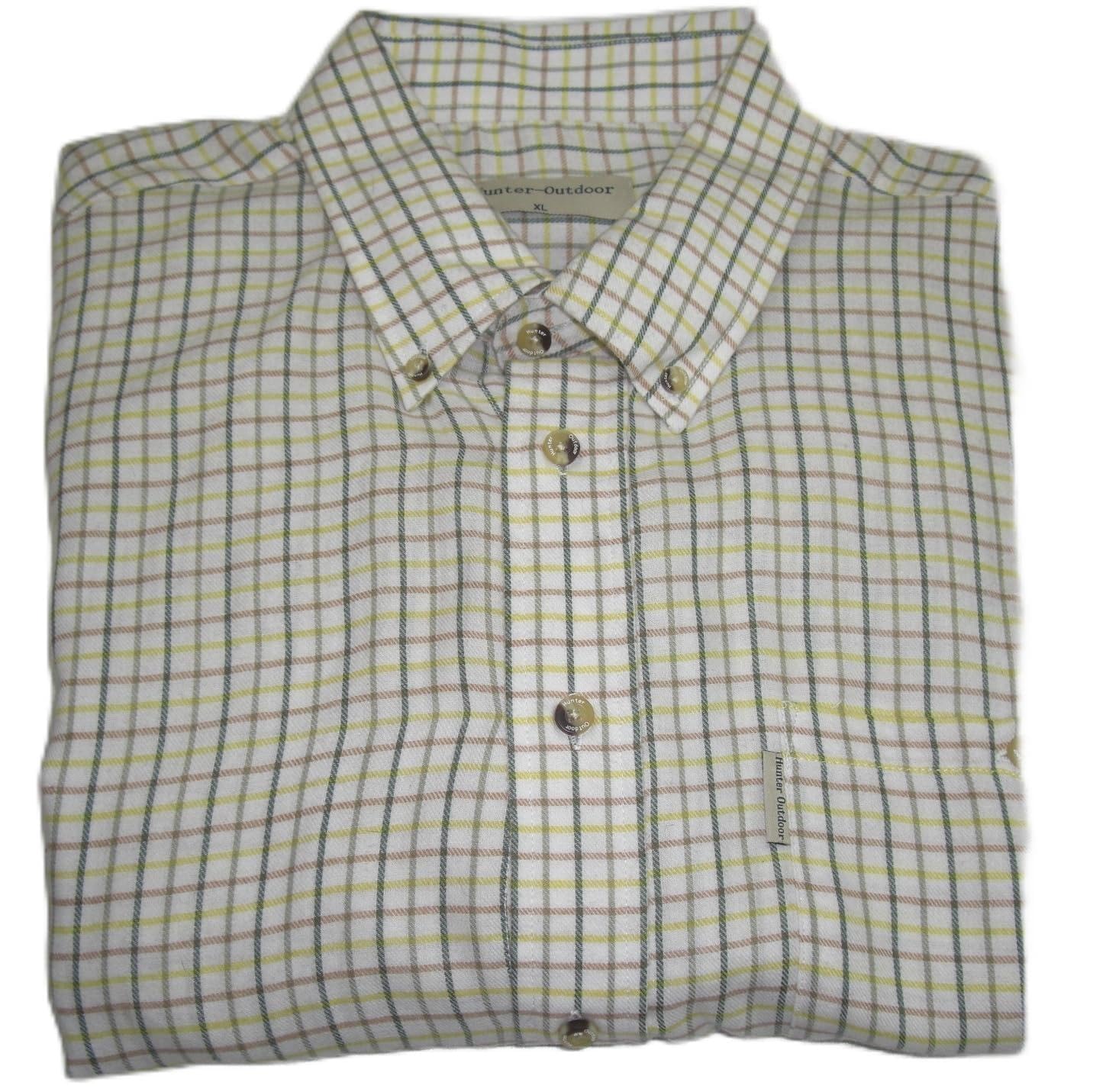 Hunter Outdoor Tattersall Country Check 100% Cotton Shirt (UK, Neck, 19, 19.5, Regular, Regular, Green)