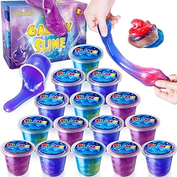 15 Pack Galaxy Slime Kit, Slime Party Favors for Kids, Stretchy & Non-Sticky Slime Pack, Slime Toy for Boys Girls 5-12