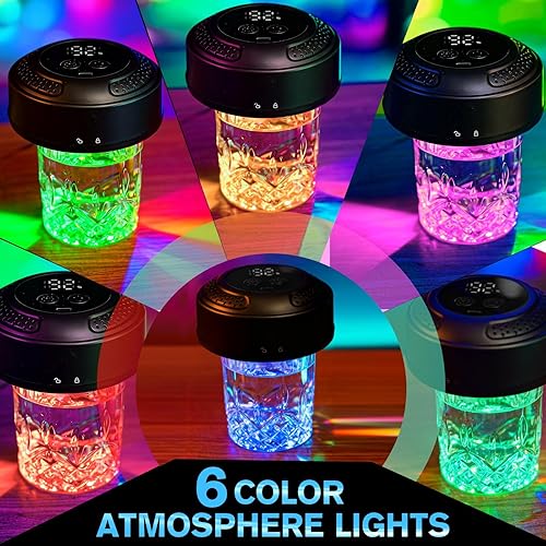 Miniatura 5 de Kit de ahumador eléctrico de whisky, ahumador de cóctel recargable con encendedor integrado y 6 fichas de madera, regalo ideal para hombres, papá,