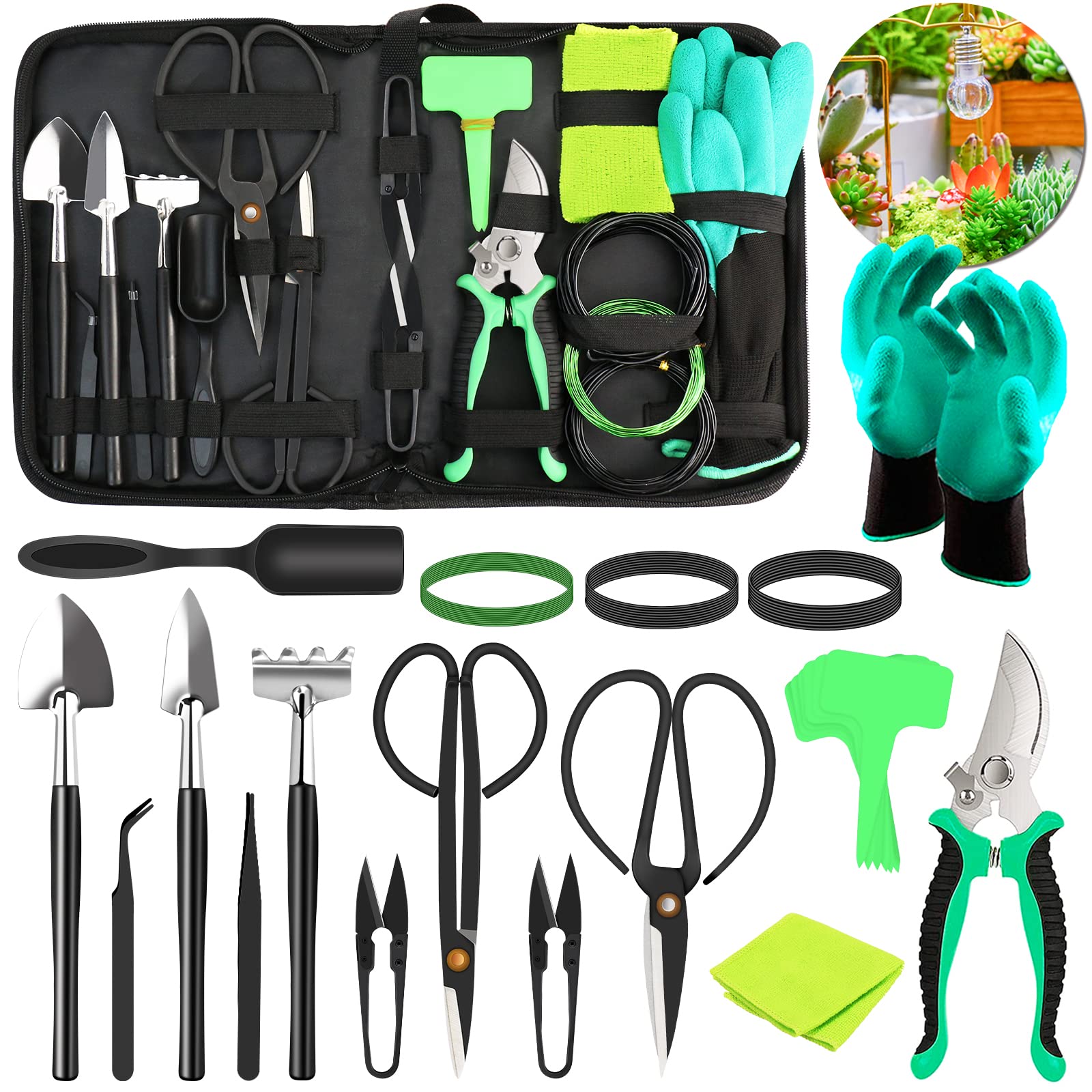 Bonsai Tools Set 24 PCS Bonsai Tree Tool Kit for Beginners, Bonsai