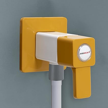 Primax PTMT EDS-124 Single Way Angle Cock for Bathroom with Plastic Flange (Yellow & White)