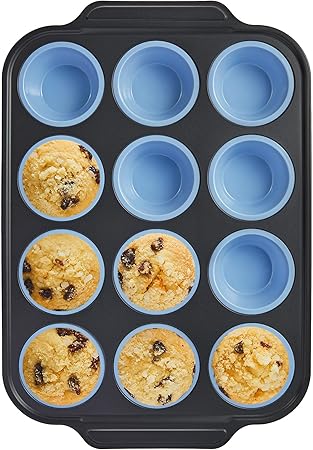 BRONYPRO Silicone Muffin Pans for Baking with Metal Frame, Egg