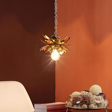 ELIANTE Iron Hanging Light Gold Base Gold Iron Shade Hanging Light for Living Room, Bedroom, Dining Room, Kitchen | by Jainsons Lights