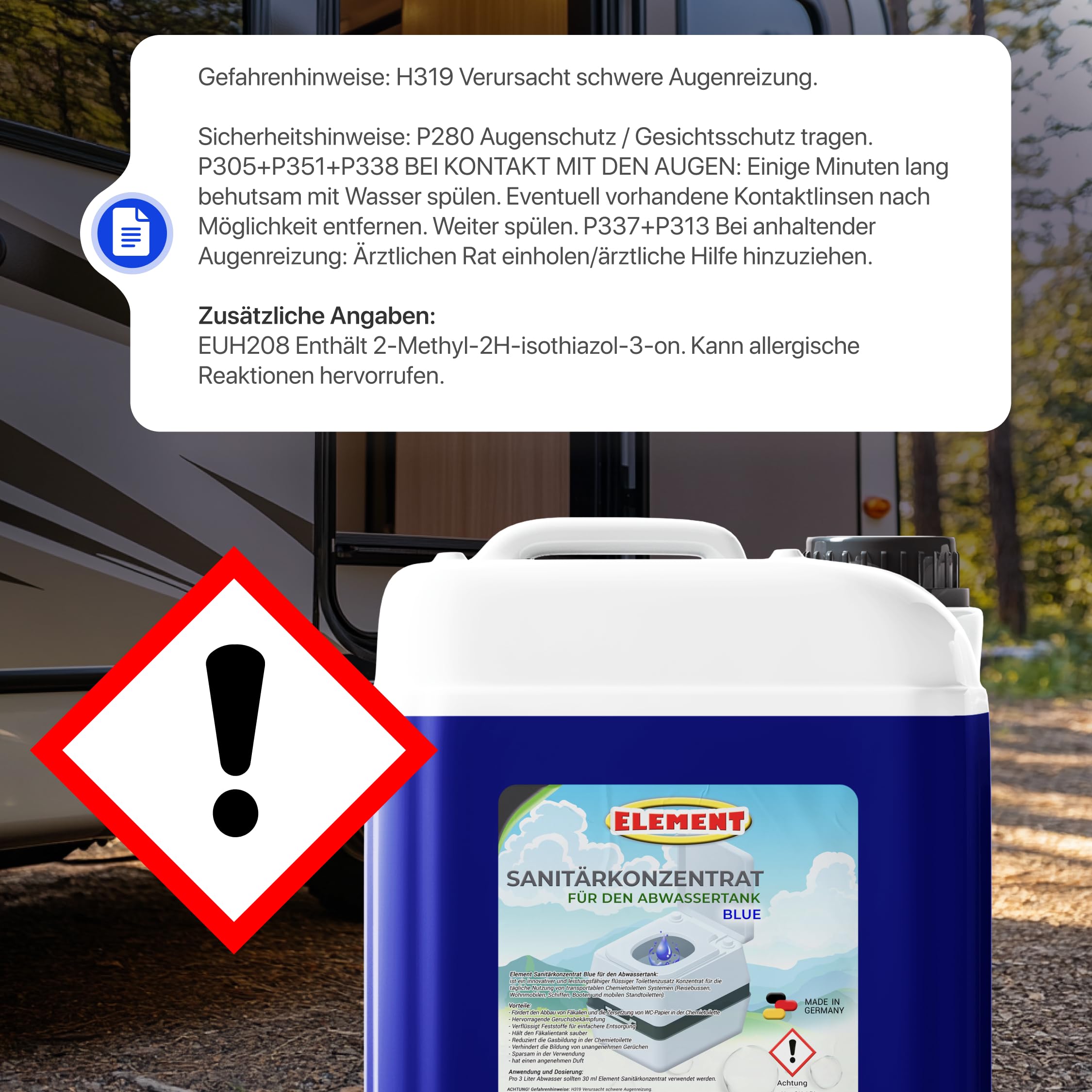 Sanitärflüssigkeit für Campingtoiletten I Set 2 x 2,5 Liter I BLUE & Spülwasssertank I für Frisch- und Abwassertank I Chemietoiletten Zusatz I Camping WC I Abwassertank I Sanitärkonzentrat