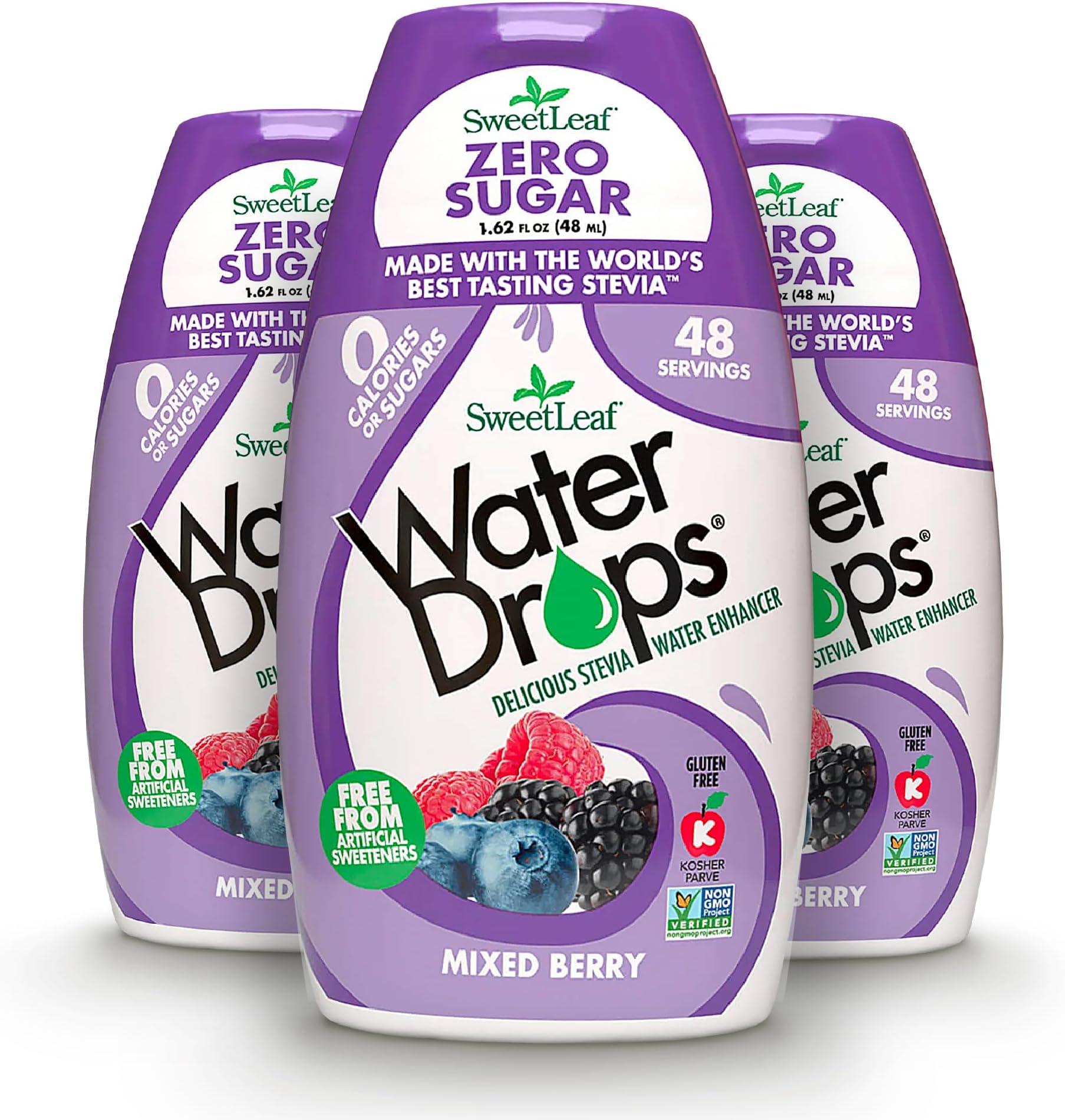 Water Drops, Mixed Berry – Sugar-Free Water Enhancer Drops, Stevia & Monk Fruit Sweetener Water Flavoring, 1.62 Oz (Pack of 3)