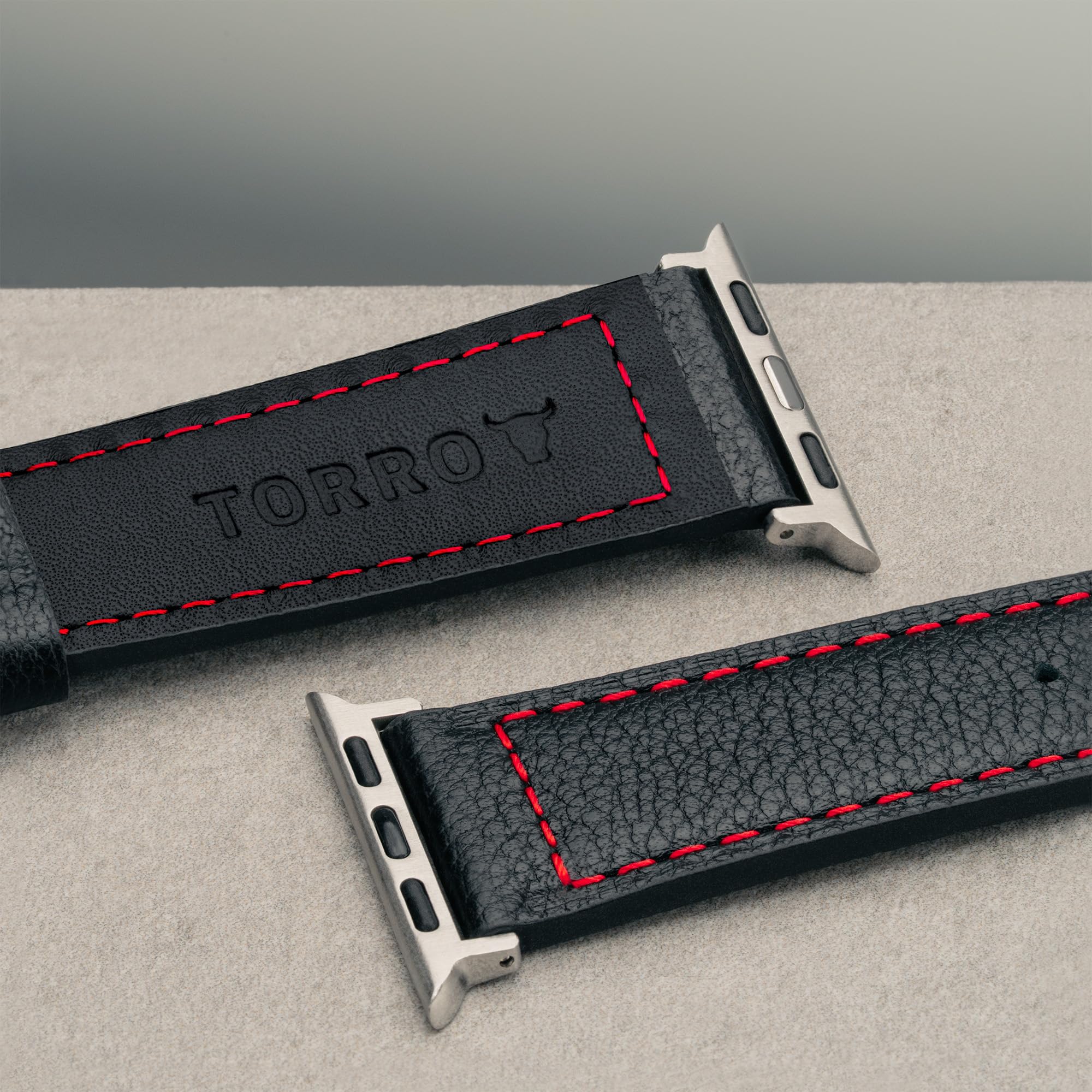 TORRO Lederarmband für Apple Watch Alle Serien, SE und Ultra - Echtes Lederarmband mit Edelstahlschließe