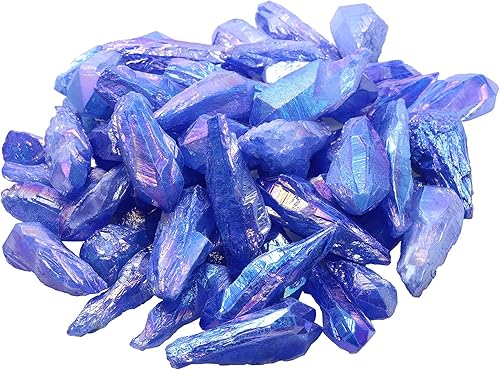 Miniatura 6 de Rockcloud Coloridos puntos de cristal de cuarzo irregular con revestimiento de titanio áspero, piedras sin perforar perlas sueltas para hacer joyas