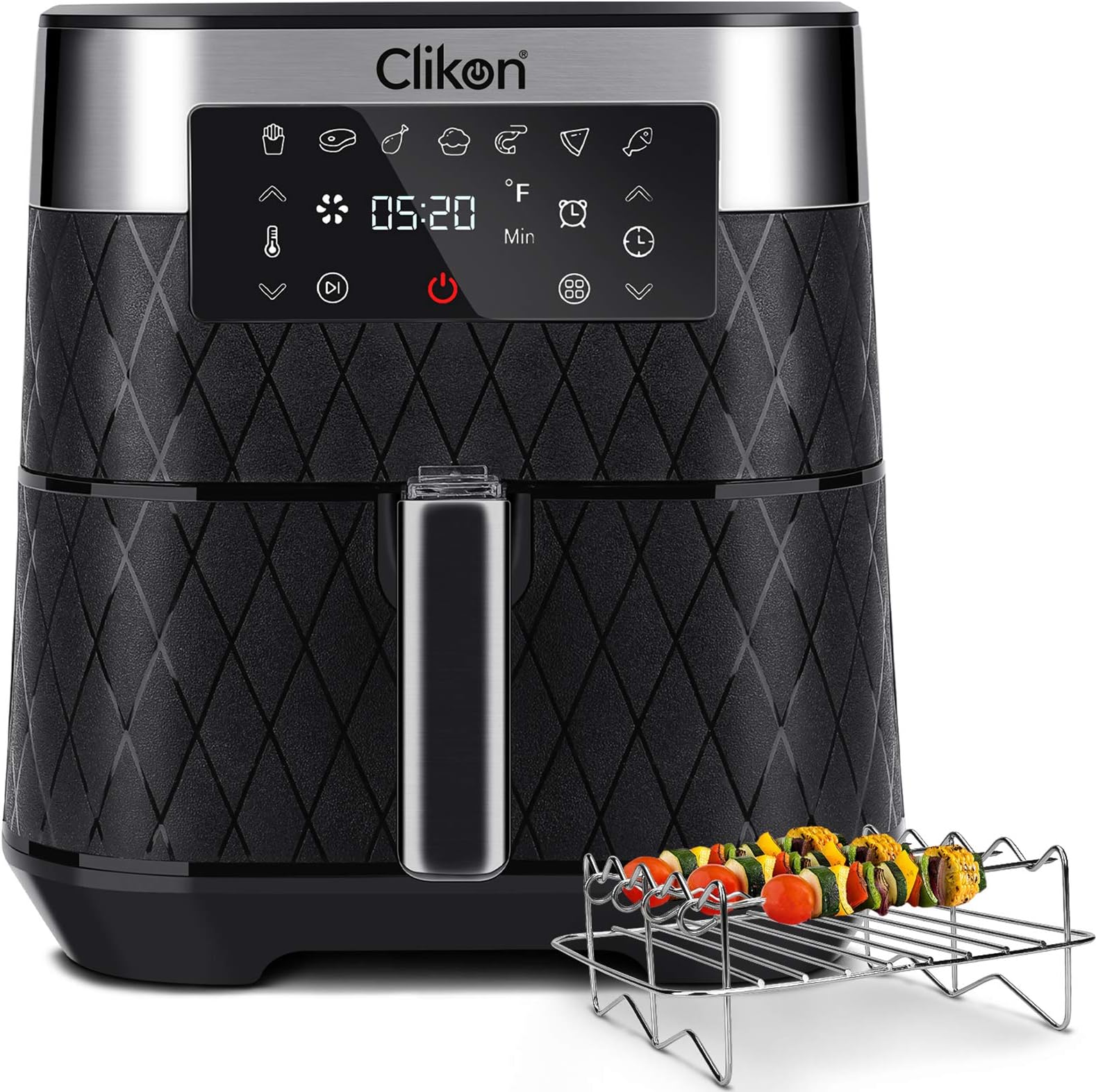 Air Fryer, Clikon 5.8 Quart Digital Touch Screen Air Fryer Oven Cooker with Temperature Control 180-400°F Auto Shut off Air Fryers XL Family Size
