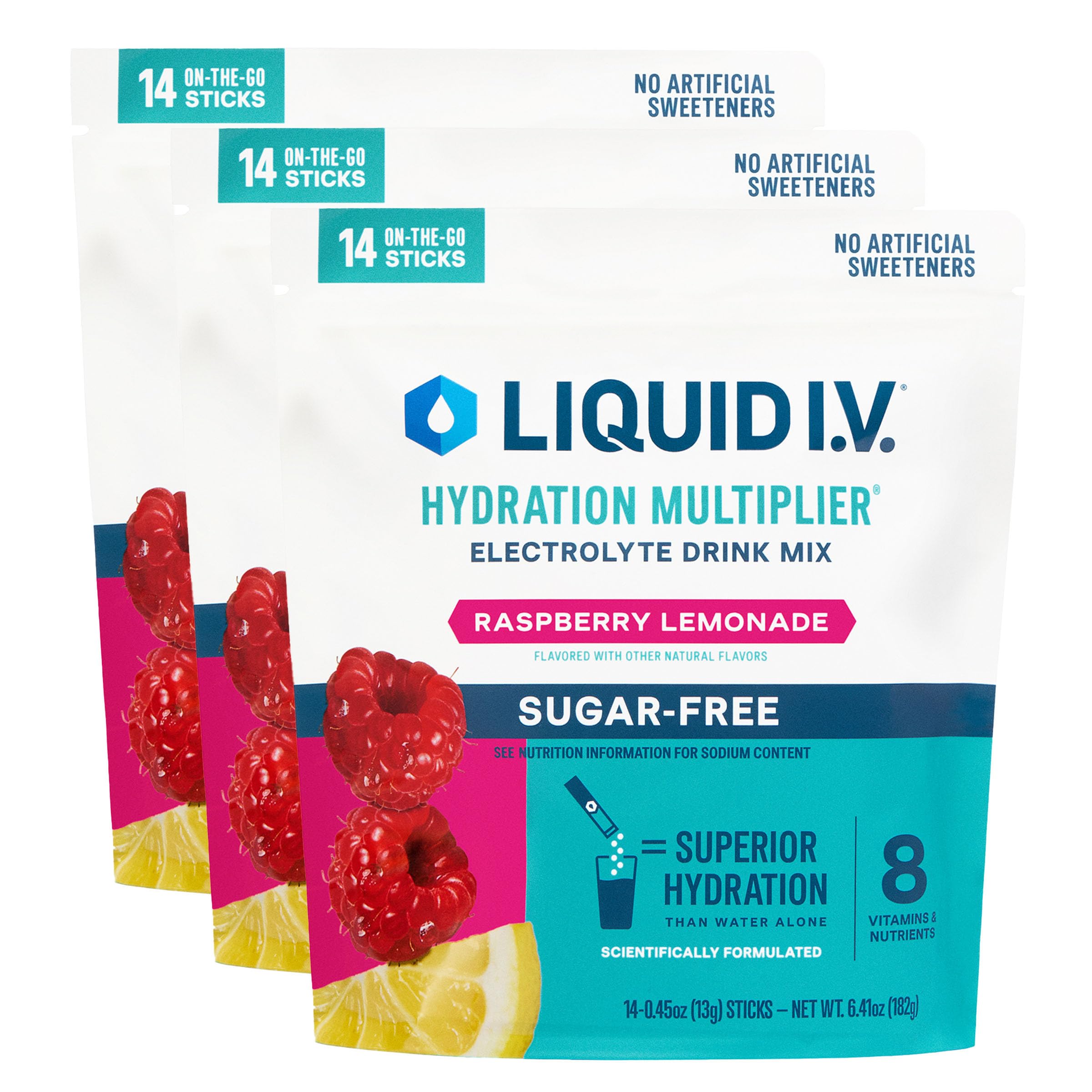 Hydration Multiplier® Sugar-Free - Raspberry Lemonade | Electrolyte Powder Drink Mix | 3 Pack (42 Servings)