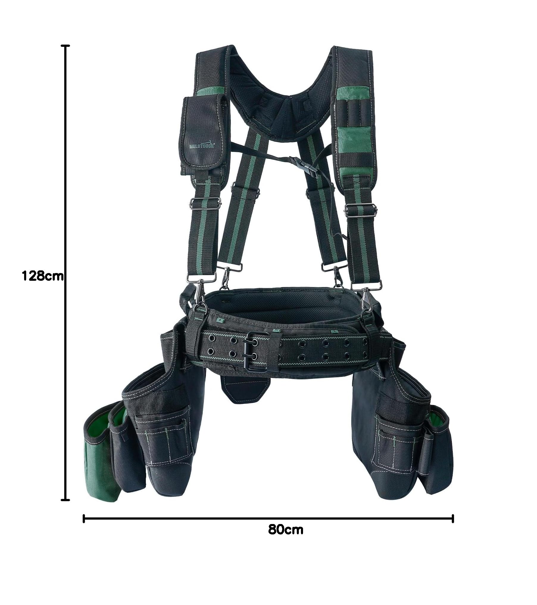 MELOTOUGH Cinturón de herramientas de delantal Pro Framer de 28 bolsillos y tirantes acolchados resistentes con diseño magnético para herramientas de técnico/mantenimiento/carpintero y electricista
