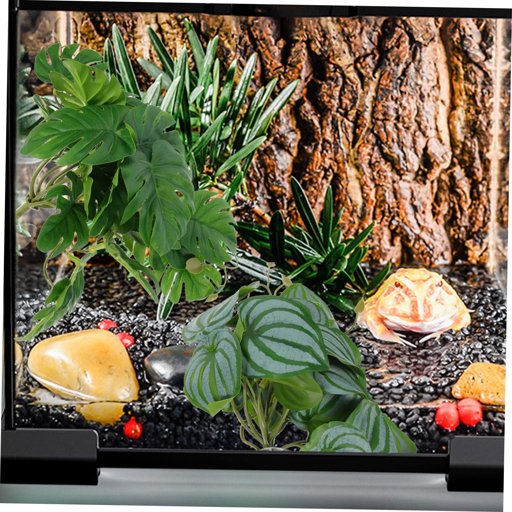 BESPORTBLE 10piezas Decoración De Terrario para Reptiles De Artificiales Simuladas para Acuarios y Terrarios Plantas Ornamentales Lifelike para Hábitats De Reptiles y Peceras