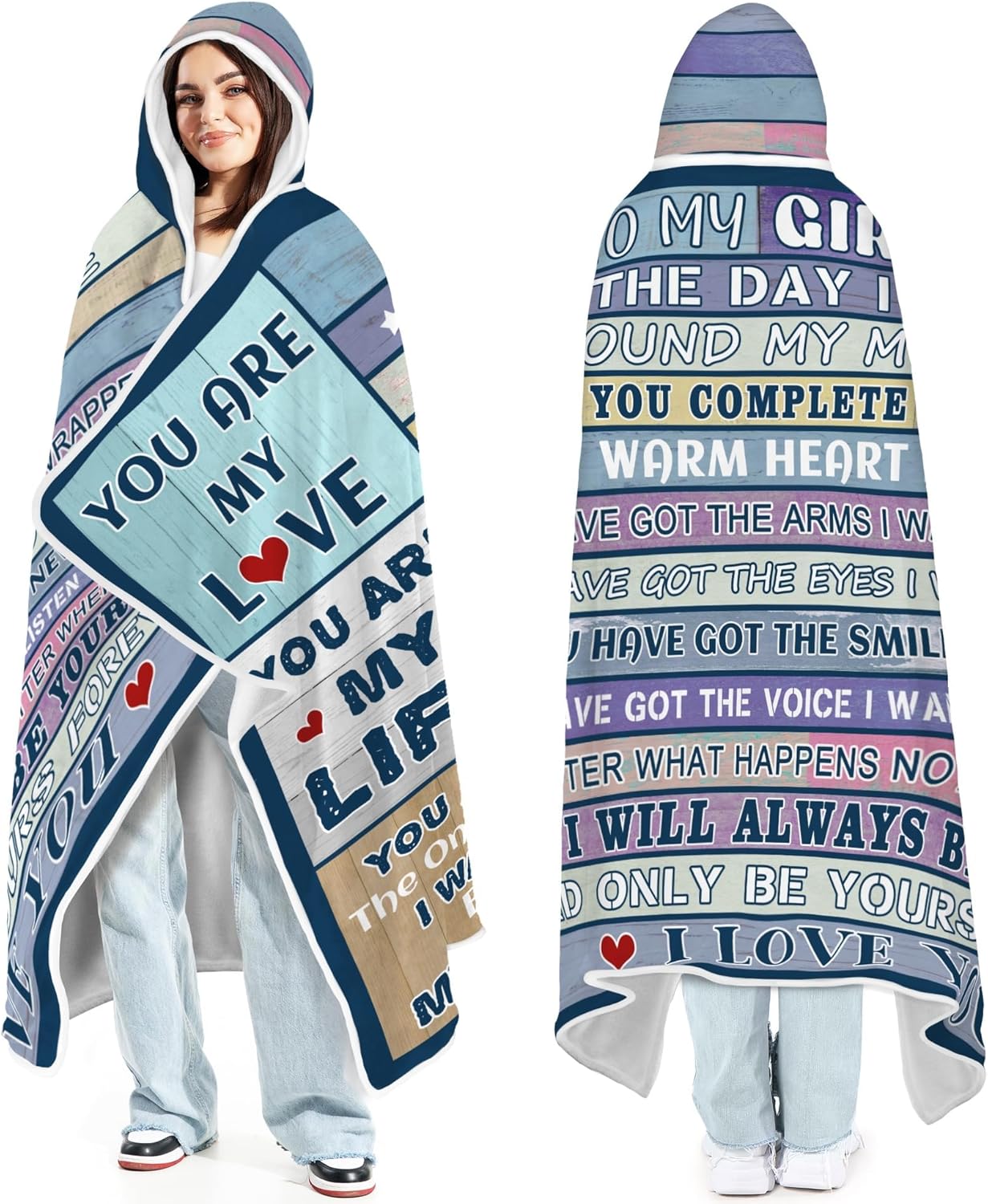 Hexagram Girlfriend Birthday Gifts, I Love You Wearable Blanket for Her, Anniversary Romantic Gifts for Girlfriend, You are My Love Solf Throw Blanket Present for Her Valentines Christmas Girlfriend 47×73 inch