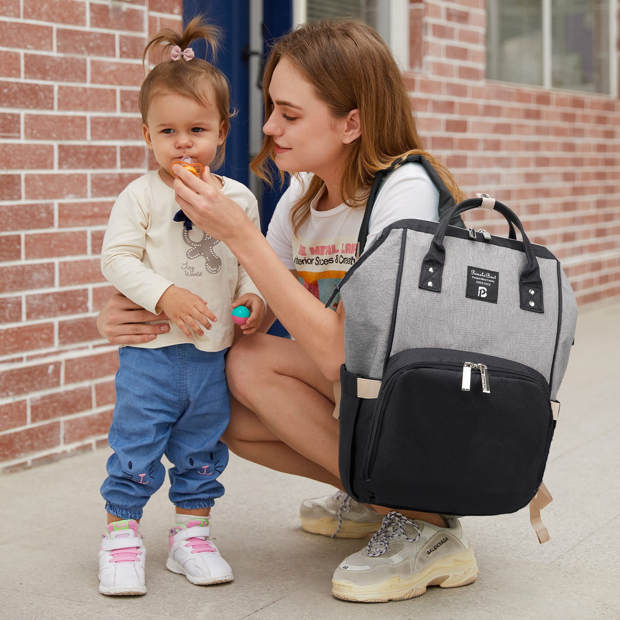 Pomelo Best Zainetto fasciatoio con fasciatoio, multifunzione, Oxford, grande capacità, senza formaldeide, zaino da viaggio per quando si è in giro