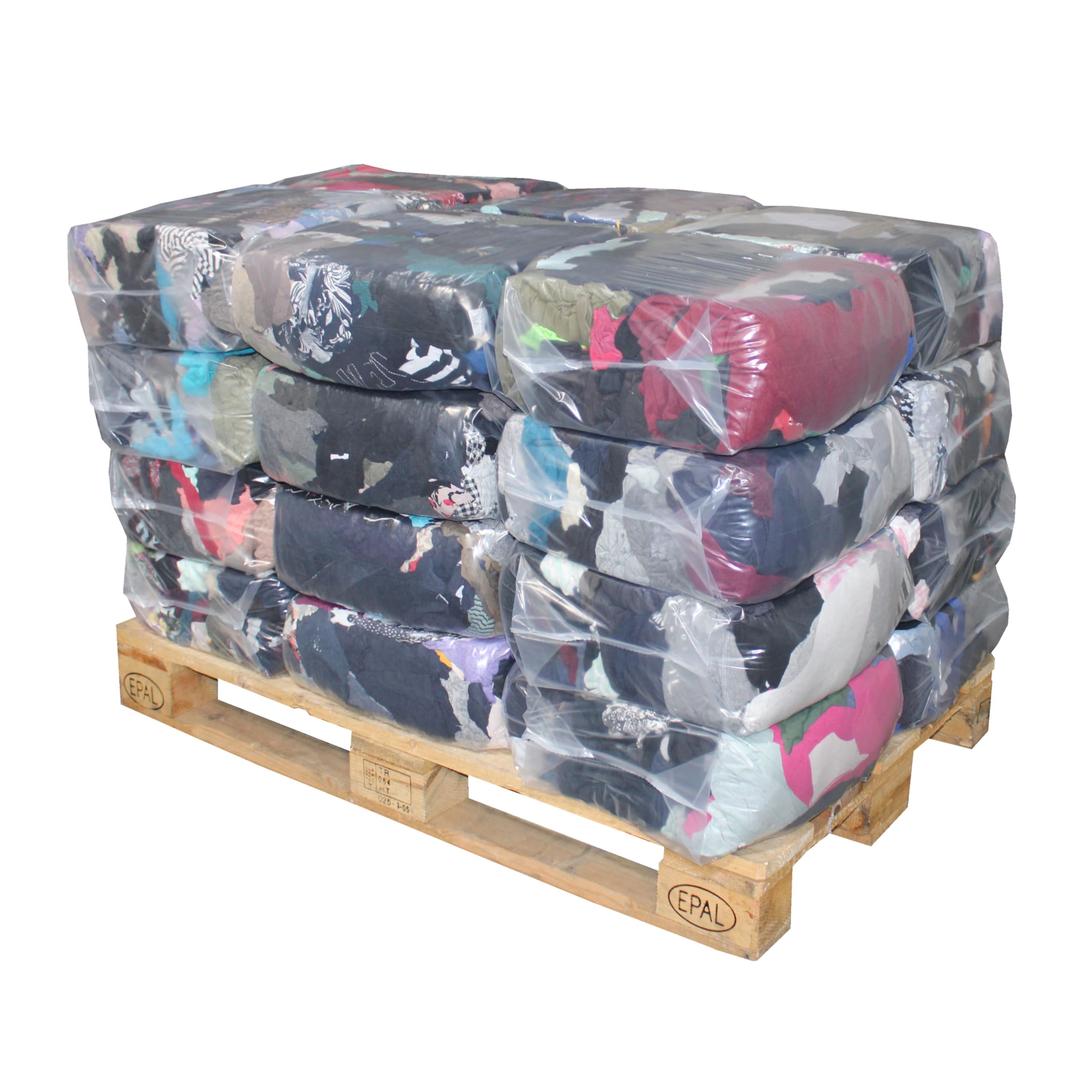 Baumwoll-Putzlappen Poliertrikot bunt Palette 24x10 kg fusselarm | Textiltücher für Werkstatt und Maschinenbau, ideal zum Polieren, Entfetten, Trockenreinigung und vielseitige Pflegearbeiten