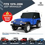 NEH Black 2-Door Cab Car Cover, Waterproof Sun Shade, Half Car Cover with Wind-Resistant Quick Release Buckle Tie-Down Straps, Compatible with 1976–2006 Jeep Wrangler TJ, YJ, JK, Jeep CJ