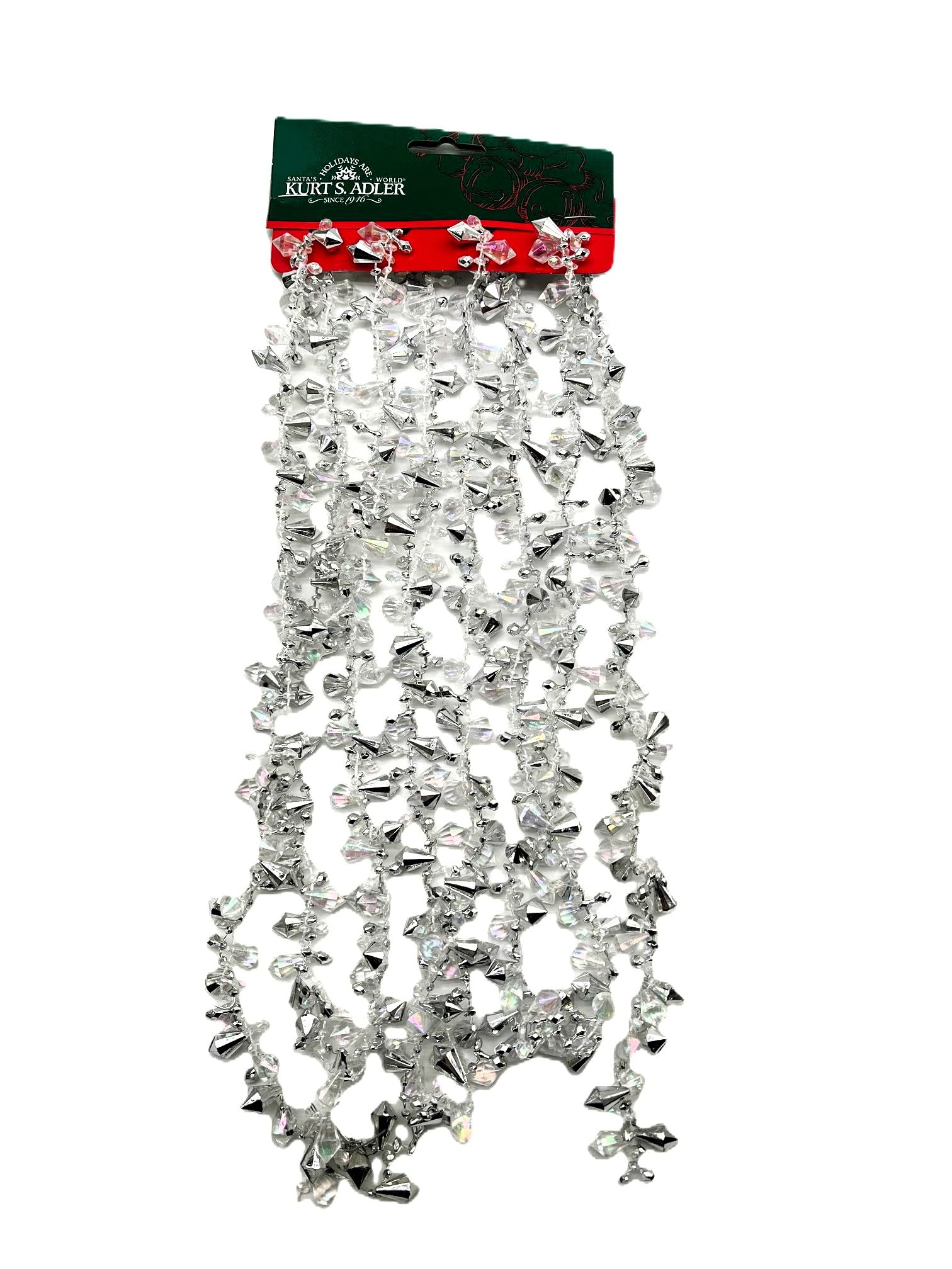 Kurt S. Adler Iridescent and Silver Beaded Garland 9 Feet Long H2096/IRS New