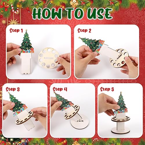 Miniatura 4 de 3 piezas de soporte único de Navidad para dinero, de madera, lindo Papá Noel, reno, muñeco de nieve, dinero con 10 agujeros, adornos de Navidad,