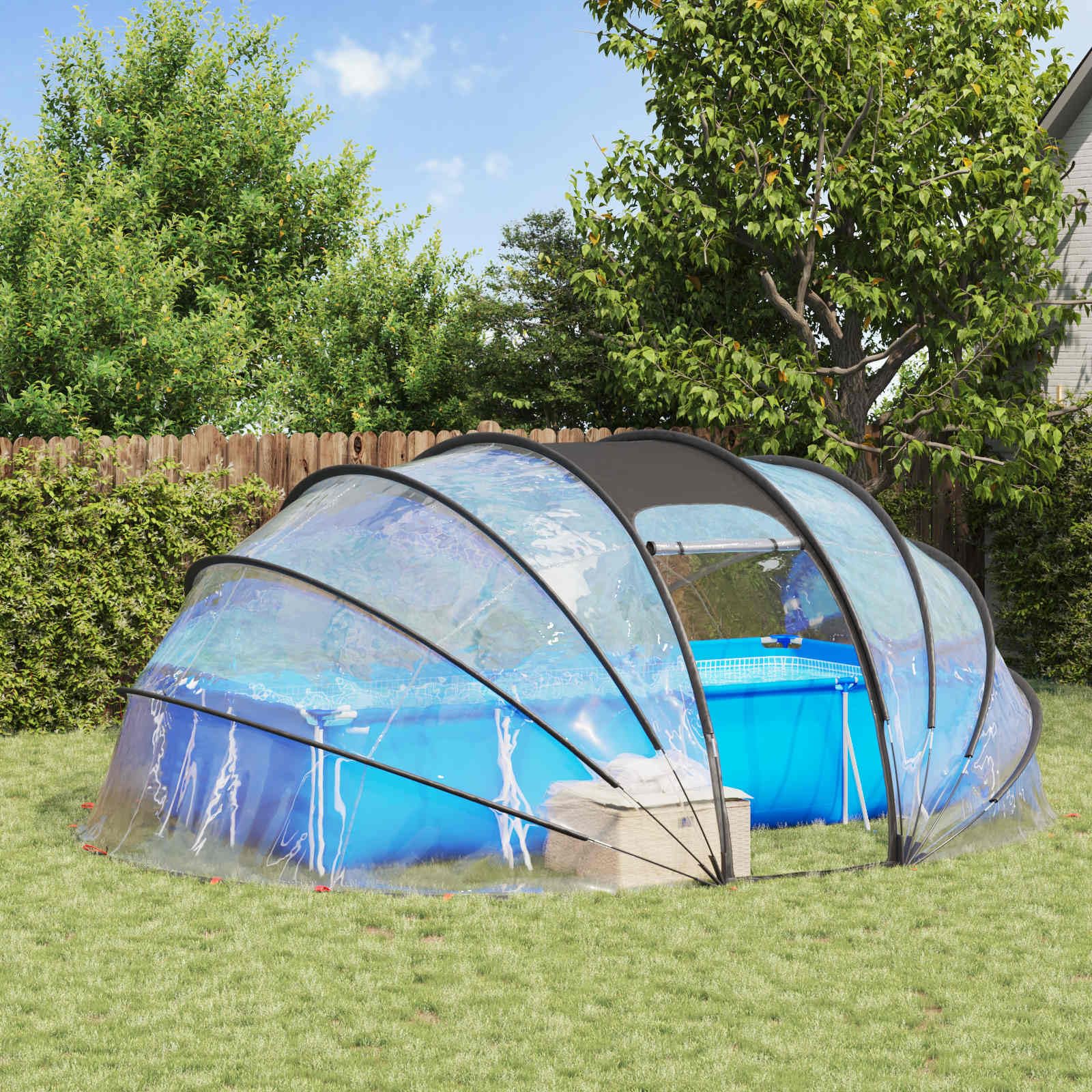 vidaXL Poolzelt Kuppel Transparent 538 x 440 x 204 cm PVC, Garten & Terrasse, wasserdichtes Material, Pool-Zelt-Dome, UV-sicherer Outdoor-Schutz, schneller Aufbau Sport & Freizeit
