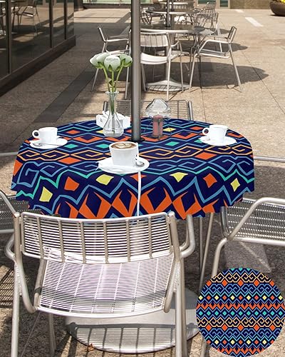 Miniatura 9 de Mantel rectangular a rayas de México para exteriores con agujero para paraguas, 60 x 84 pulgadas, sin arrugas, mantel de tela lavable, cubierta