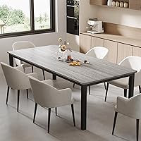 GarveeHome 70.8" Grey Industrial Dining Table for 6-8, Sturdy Metal Legs, MDF Top, Versatile Kitchen Office Desk