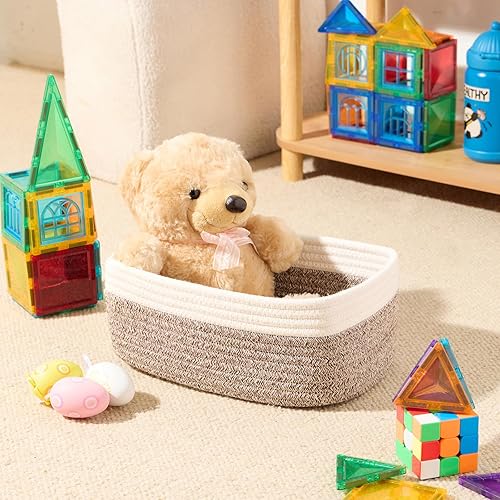 Vista 187 de Cestas de almacenamiento pequeñas para organizar Contenedores organizadores de armario Cesta de juguetes para estante Cestas de cuerda tejida