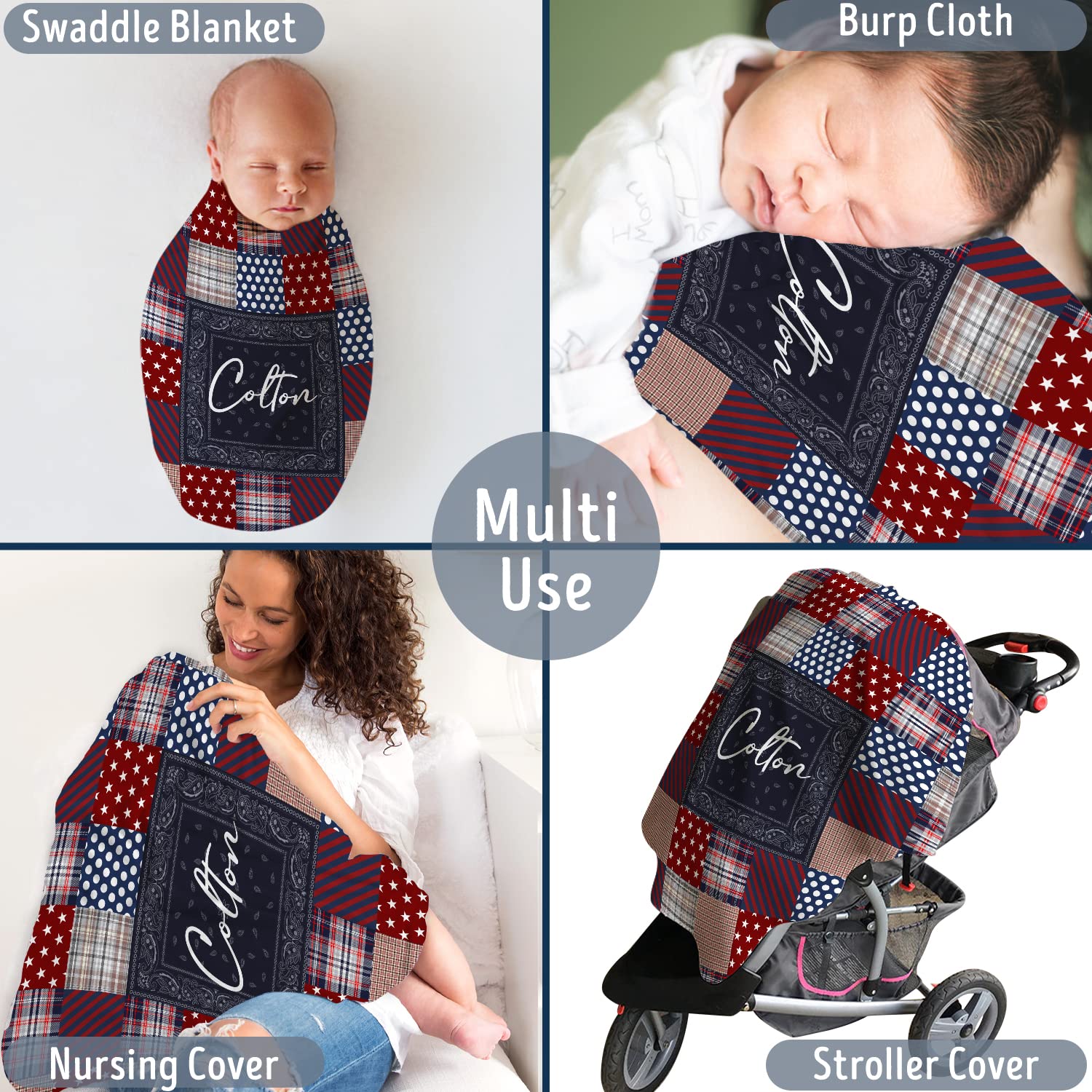 locobird Personalized Western Baby Blankets for Boys, Western Pattern Blankets, Cowboy Baby Blankets for Baby Boy, Baby Western Blankets, Custom Baby Blankets Name Fleece Blankets for Newborn Infant