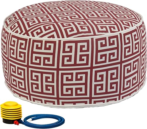 Miniatura 8 de Kozyard Taburete otomano inflable  Puf redondo portátil para uso en interiores y exteriores  Reposapiés pequeño perfecto para niños y adultos  Ideal