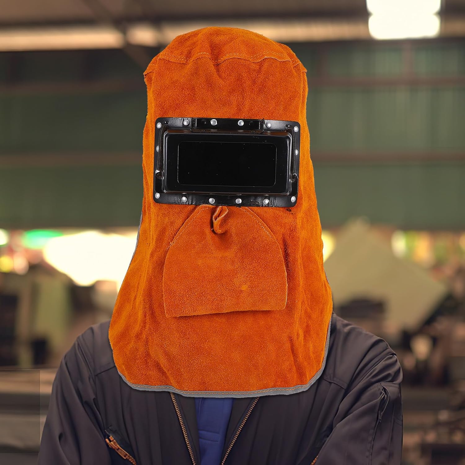 Welding Mask Replacement Protective Face Guard for Electric Welder | Cowhide, Sponge and Glass Build, Adjustable Fit, Anti Splash Impact Resistance