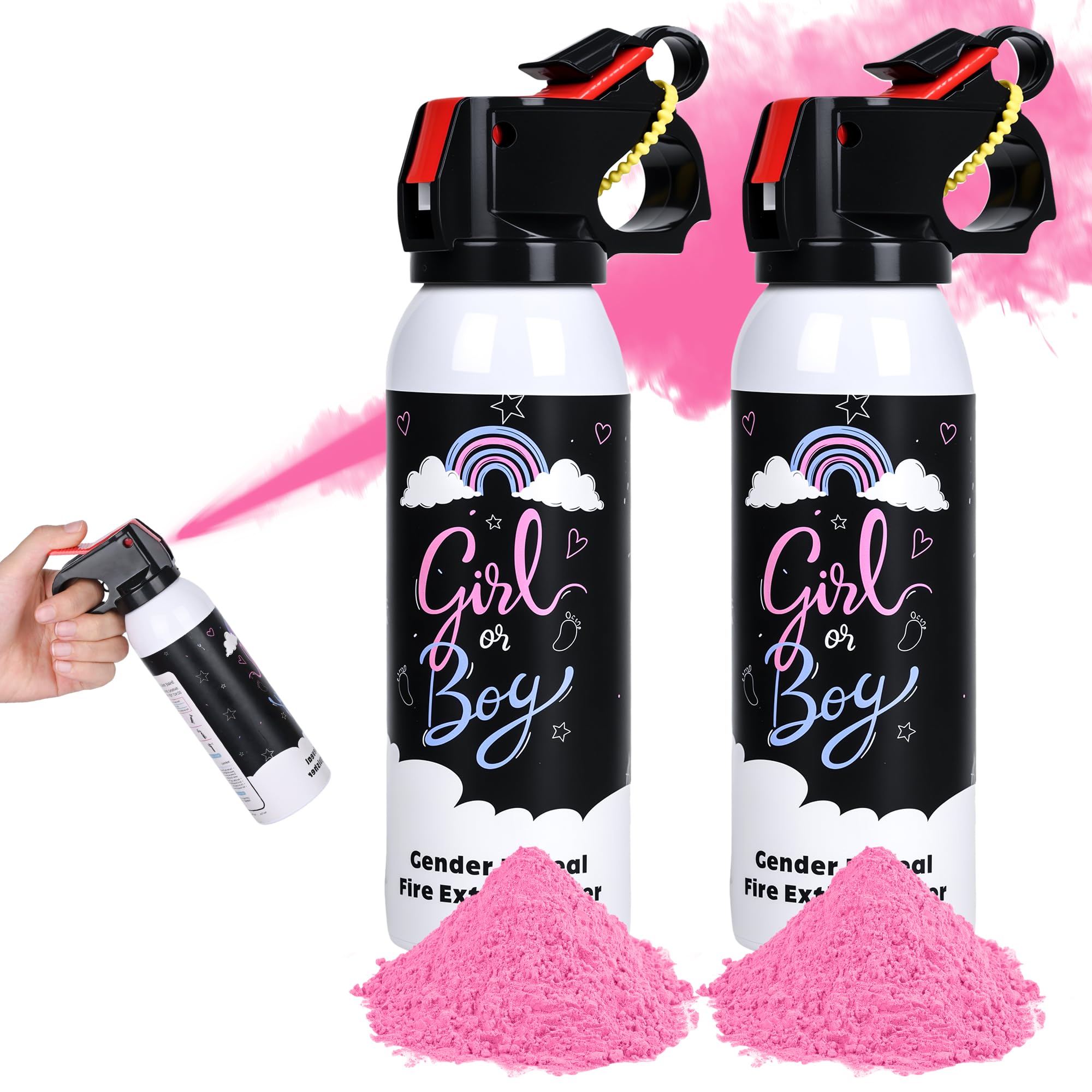 Baby Gender Reveal Fire Extinguisher; Spray Colorato con Polvere Fumogena; Idea per una Festa di Rivelazione del Genere del Bambino Sicura al 100% ed Ecologica (pink)
