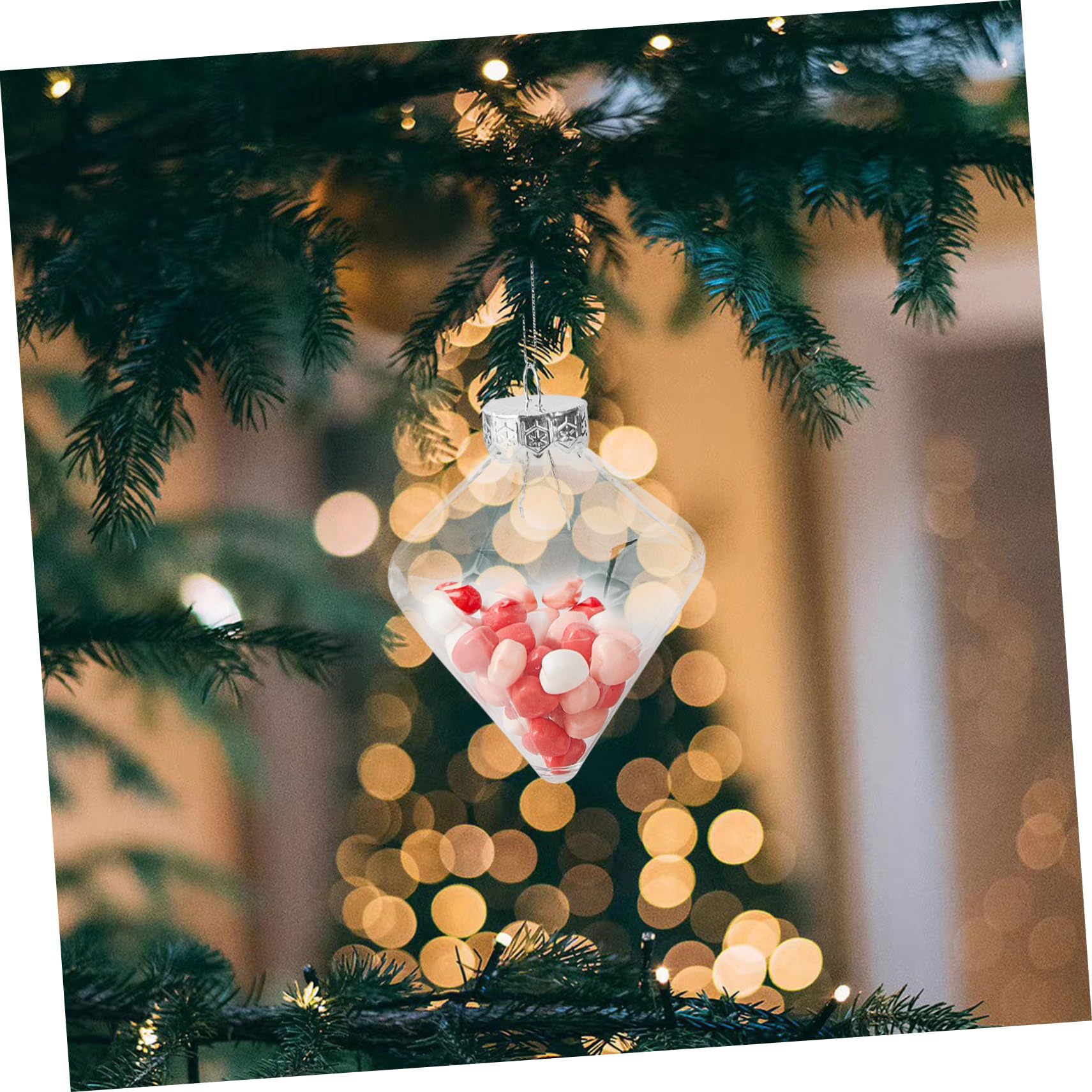 Boules de Noël Transparentes en Plastique Creuses Lot de 8 Décorations Suspendues Créatives à Remplir Accessoires Cordon pour Fêtes et Mariages