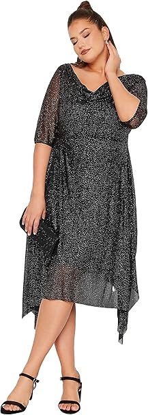 Yours London Curve Glitter Cowl Neck Midi Dress - Women's - Plus Size Curve