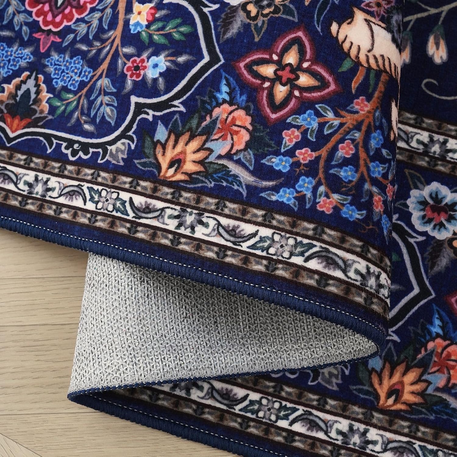 Runner Rug 2x6 Vibrant Tree of Life-Patterned Vintage Kitchen Rugs Non Slip Washable Soft Carpet Runner for Laundry Bedroom Bathroom, Blue Blue 2' x 6' (Rectangular) image 5 of 7 B0FFNQBPV3