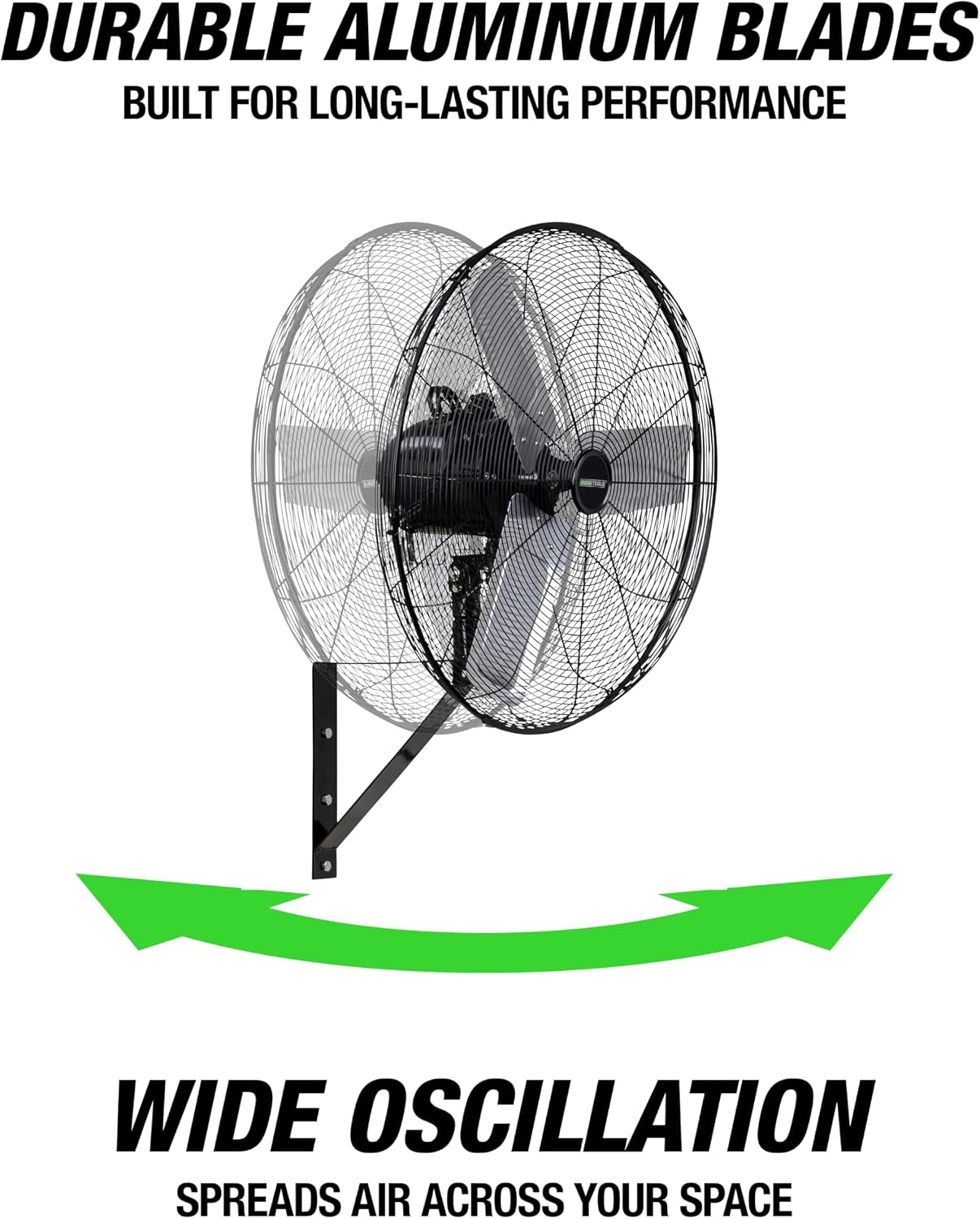 OEMTOOLS 44883 24 Inch Oscillating Fan, Outdoor Fan, Wall Mount Fan 4216 CFM, IP44 Waterproof Motor, 3 Speed Outdoor Fans for Patios, Garage, and Shop Cooling