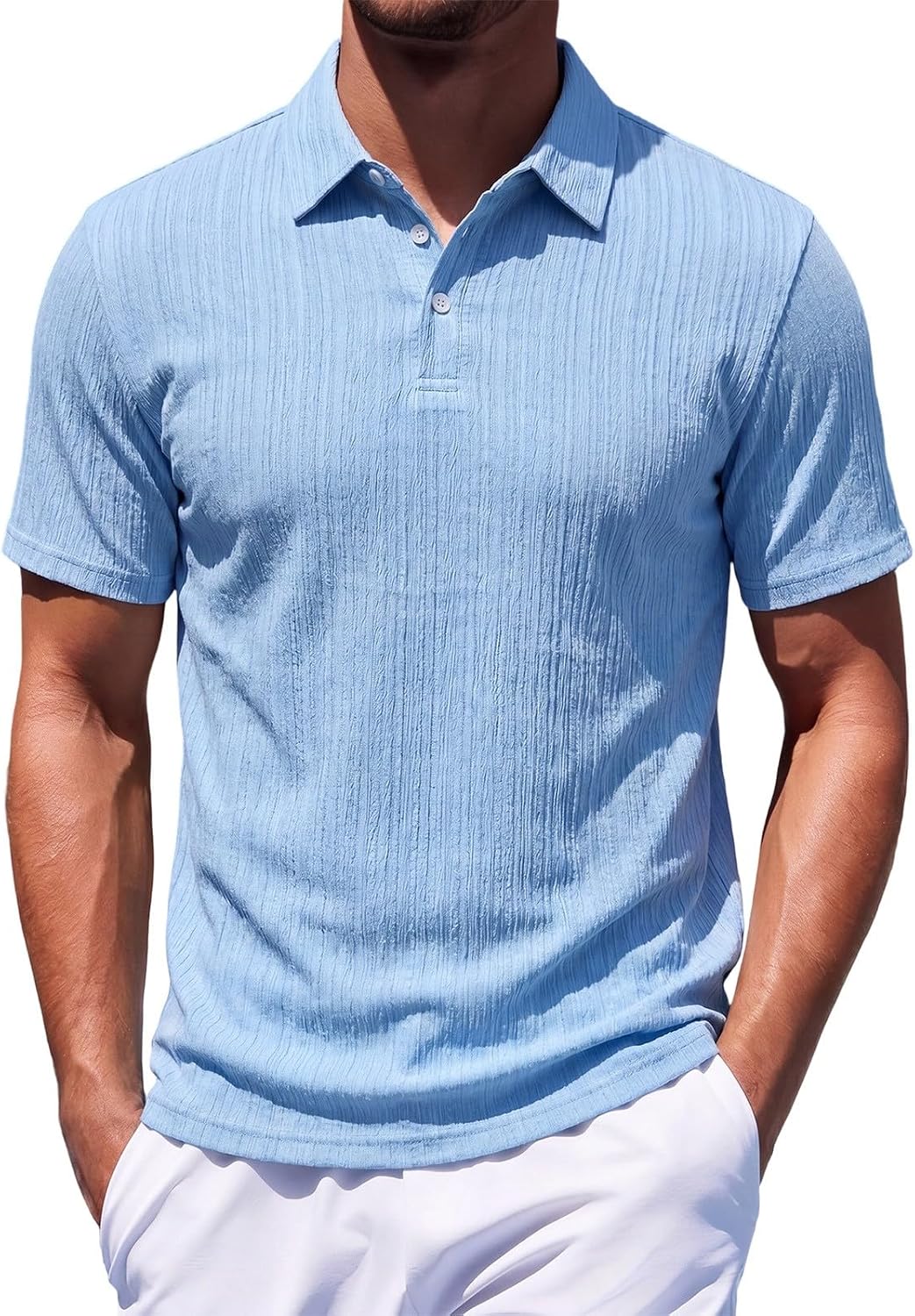 Men's Textured Shirt Short Sleeve Casual Golf Tops | Tee for golf, business casual, office, resort, travel, summer work and everyday comfort