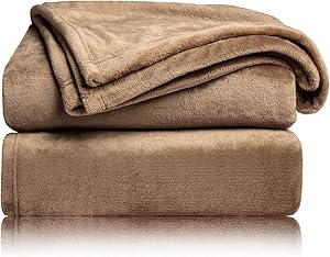 Bedsure Fleece Blanket Throw Size Taupe Lightweight Super Soft Cozy Camel Bed Blankets