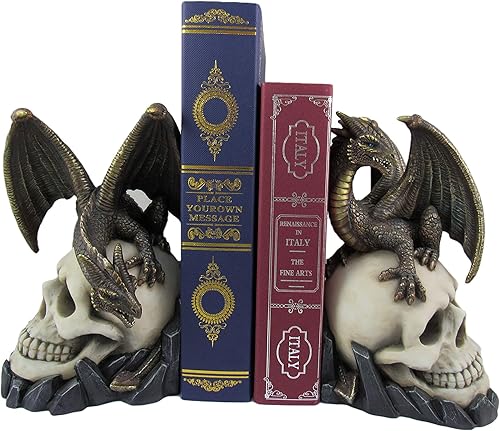 Sujetalibros decorativos de calavera de dragón del mundo de las maravillas Decoración de calavera de dragón para decoración de estantería del hogar