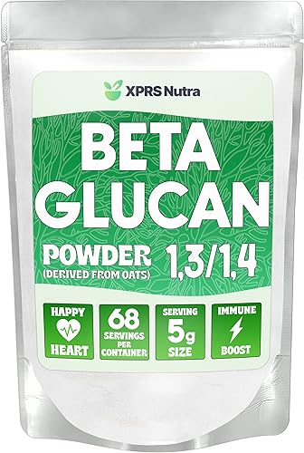 XPRS Nutra Polvo de beta glucano  Suplementos de beta glucano de avena pura sin sabor  Sin OMG, apto para veganos 1 3 beta glucano  Beta glucano
