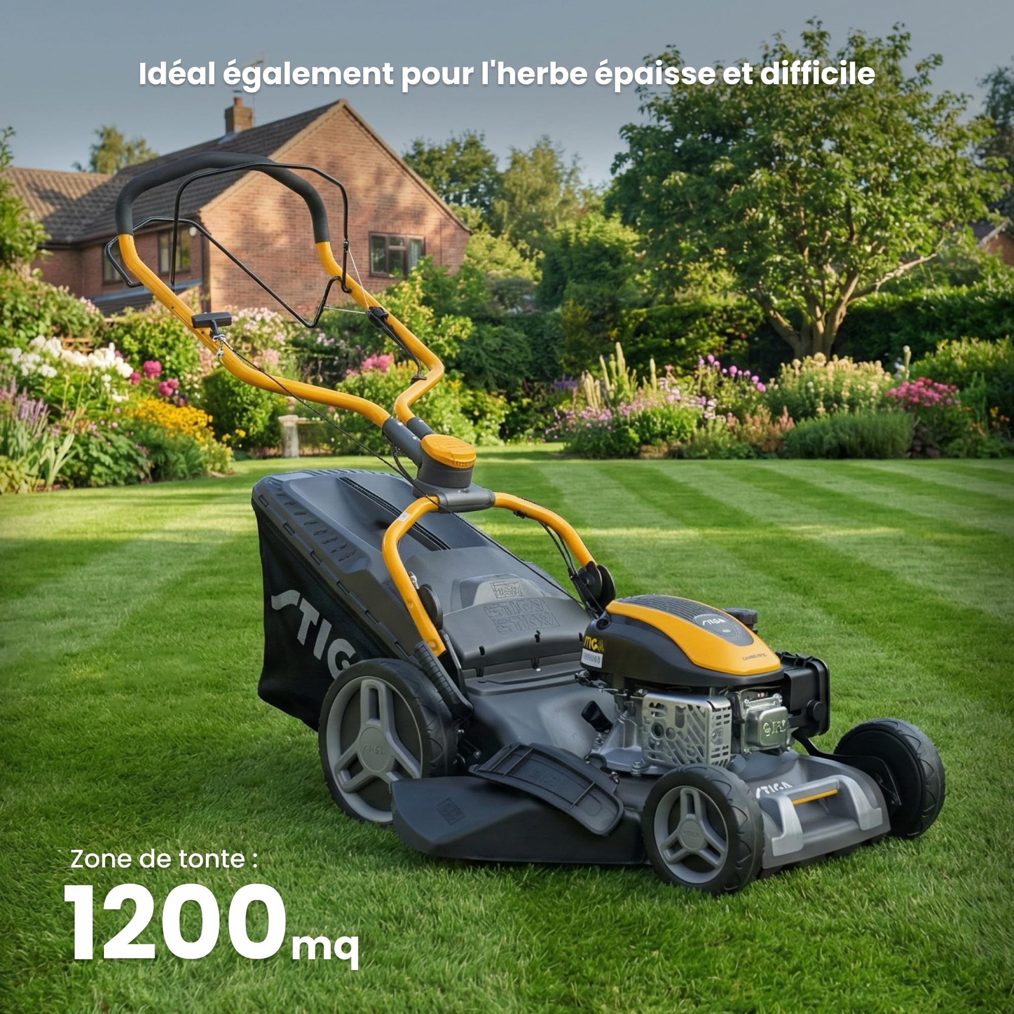 STIGA Combi 748 S Tondeuse à Gazon tractée - Moteur Essence 139cc, bac de ramassage 60L, système de Coupe 4 en 1, Gris
