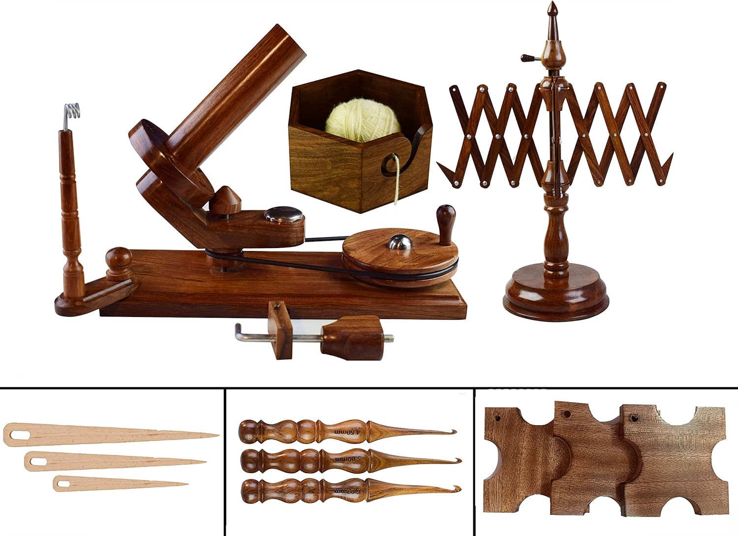 Yarn Winder Large Wooden Yarn Winder & Swift Set of 12 pcs Ball