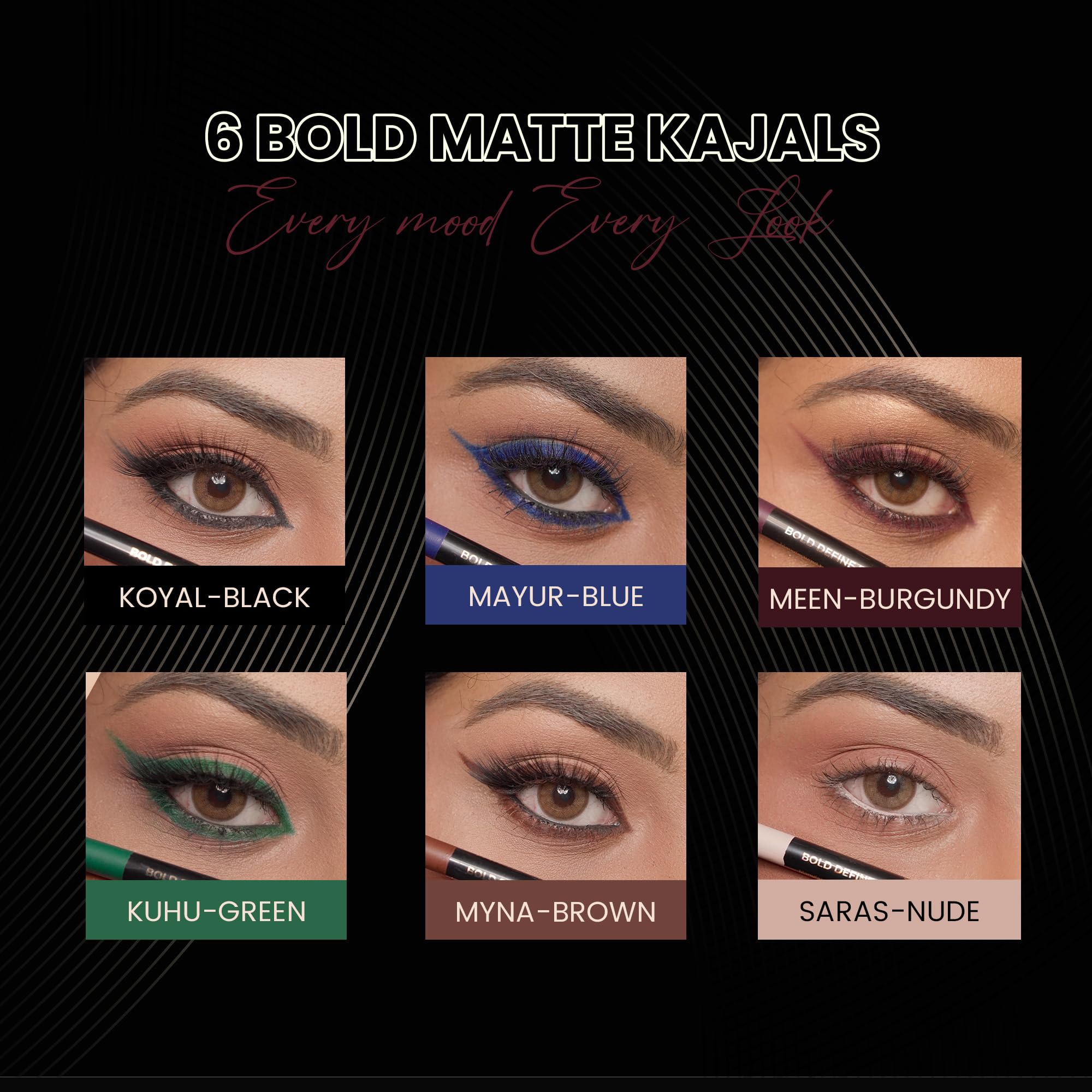 Parul Garg Beauty Bold Define Matte Kajal | Smooth Glide for Waterline & Lash Line | Everyday Wear Kajal | Long-Lasting, Vegan & Cruelty-Free (Meen) 2