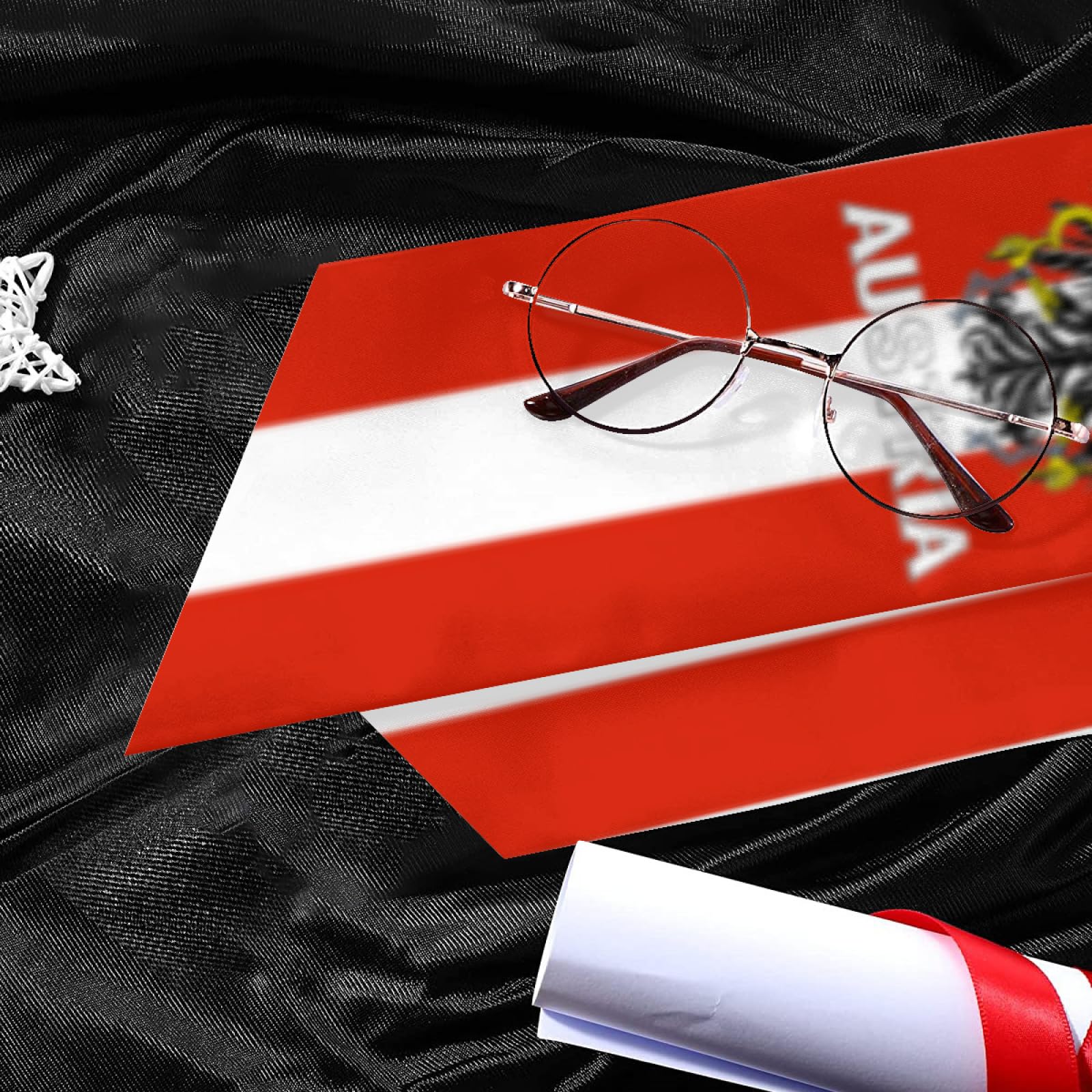 Vintage Austria Austrian Flag Graduation Stole Sash Shawl for Men Women Thickened Duoble-sided Scarf Angled for International Students Teachers Study Aboard Graduate Gift 72 inches Unisex