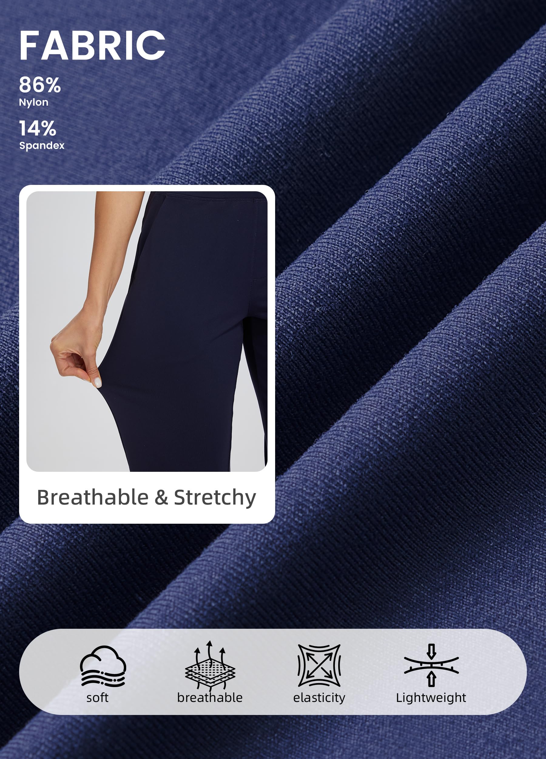 Pantalon Casual Travail Femme Élastique Taille Haute, pour Sport, Golf, Jogging avec Poches. Style Habillé, Sweatpants pour l'Athlétique, Le Décontracté, la Détente et Le Lounge