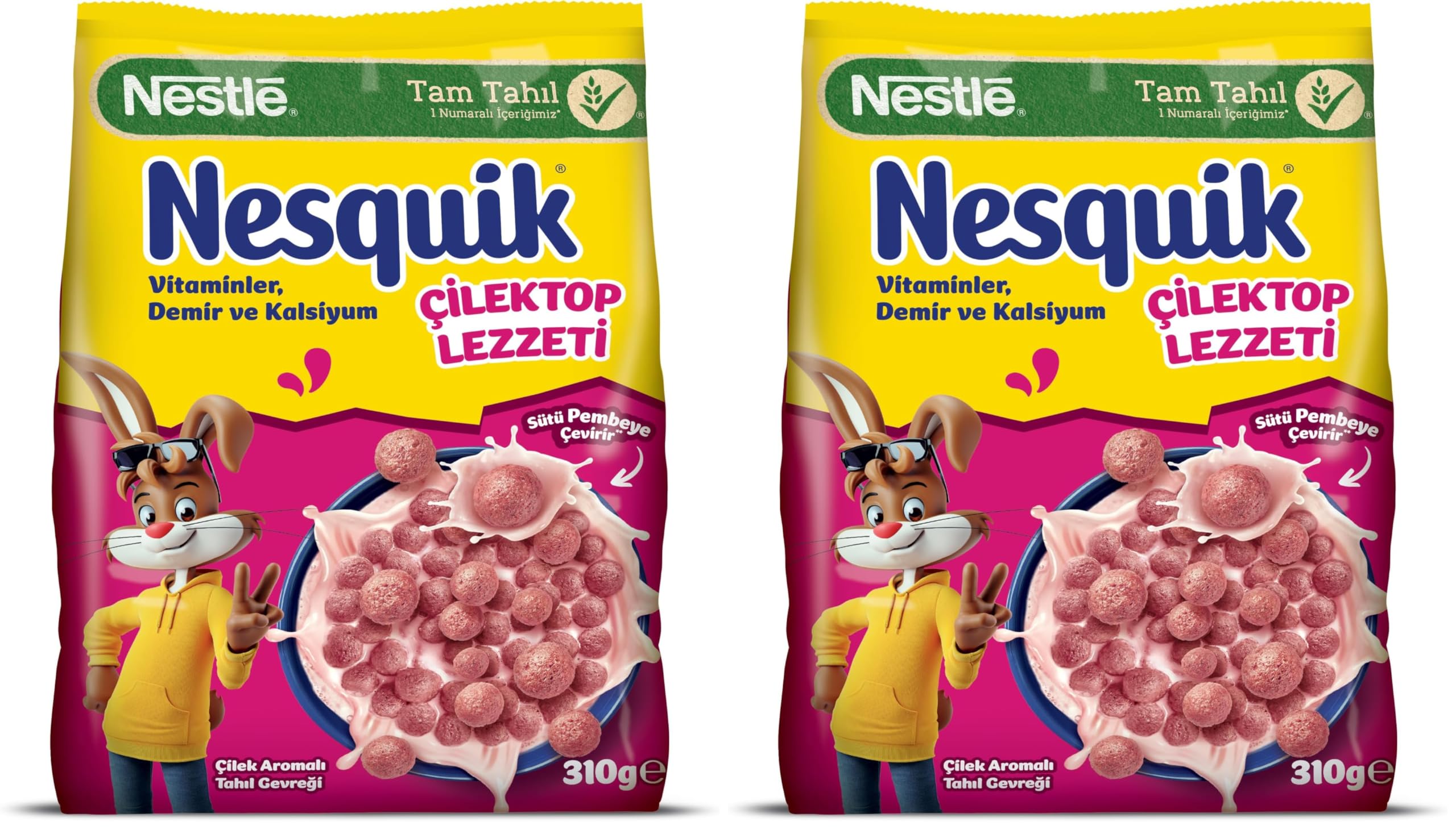 Nestle Nesquik Çilektop Çilek Aromalı Tahıl Gevreği 310 Gram (2 paketi)
