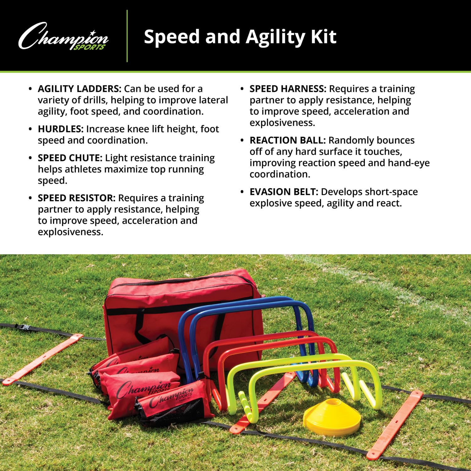 Amazon.com : Champion Sports SAGKIT Speed Agility Training Kit,15